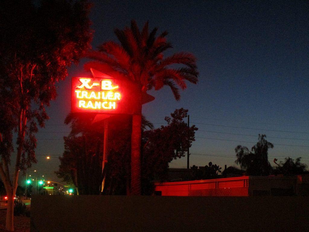 1024x768 Night Shot, Vintage Neon Sign: X Bar B Ranch, Mesa