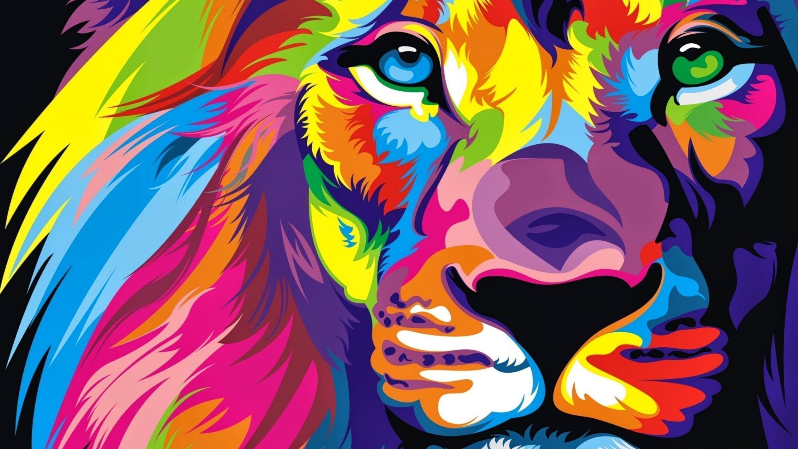2560x1440 Hình nền Lion HD 4K đầy màu sắc Tải xuống hình nền được chia tỷ lệ - Hình nền 4K có độ phân giải cao