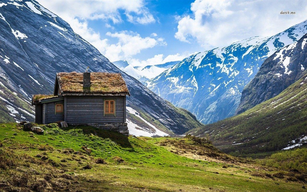 1280x800 Mountain cabin in Norway HD wallpaper. Norwegian architecture, Landscape wallpaper, Norway
