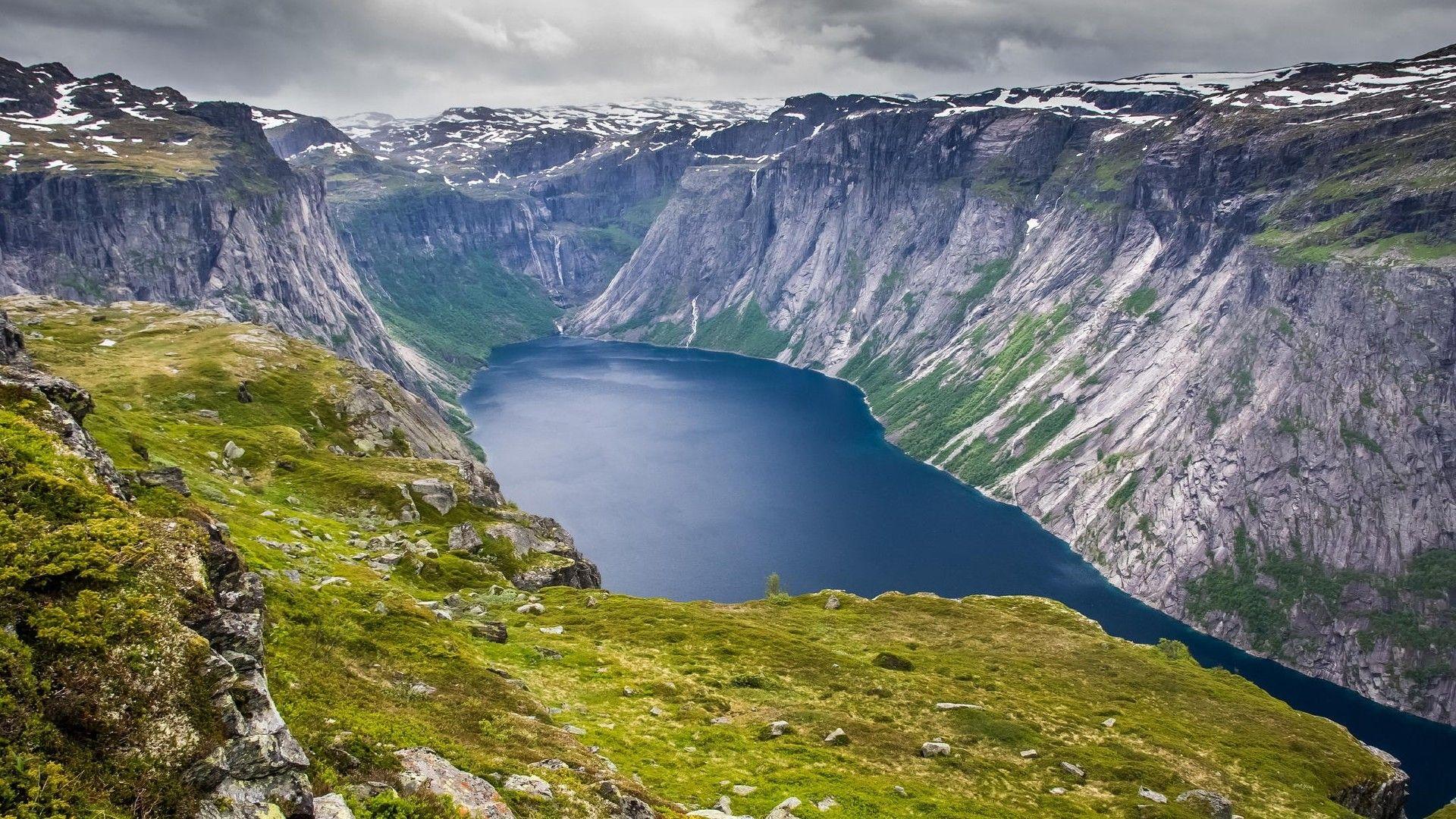 1920x1080 Mountains, Forest, Lake Landscape Wallpaper HD Norway :
