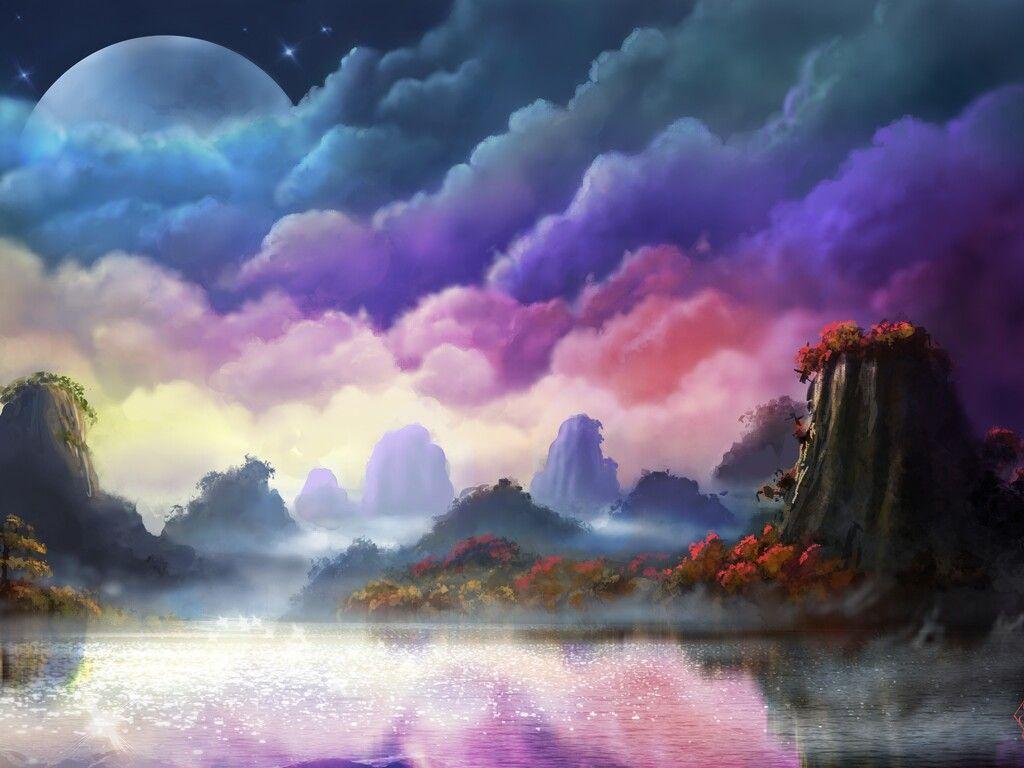 1024x768 Moon Fantasy Sky Landscape 1024x768 Resolution HD 4k Wallpaper, Image, Background, Photo and Picture