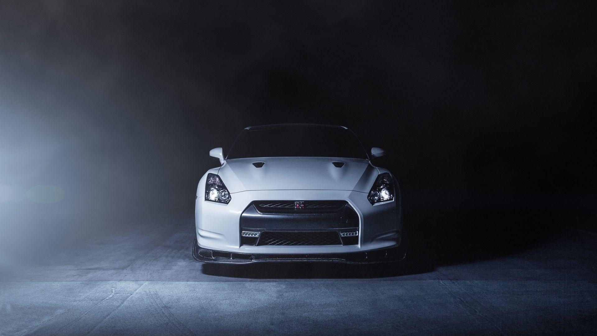 1920x1080 Download Wallpaper 1920x1080 Nissan, Gt R, R White, Front, Smoke Full HD 1080p HD Background
