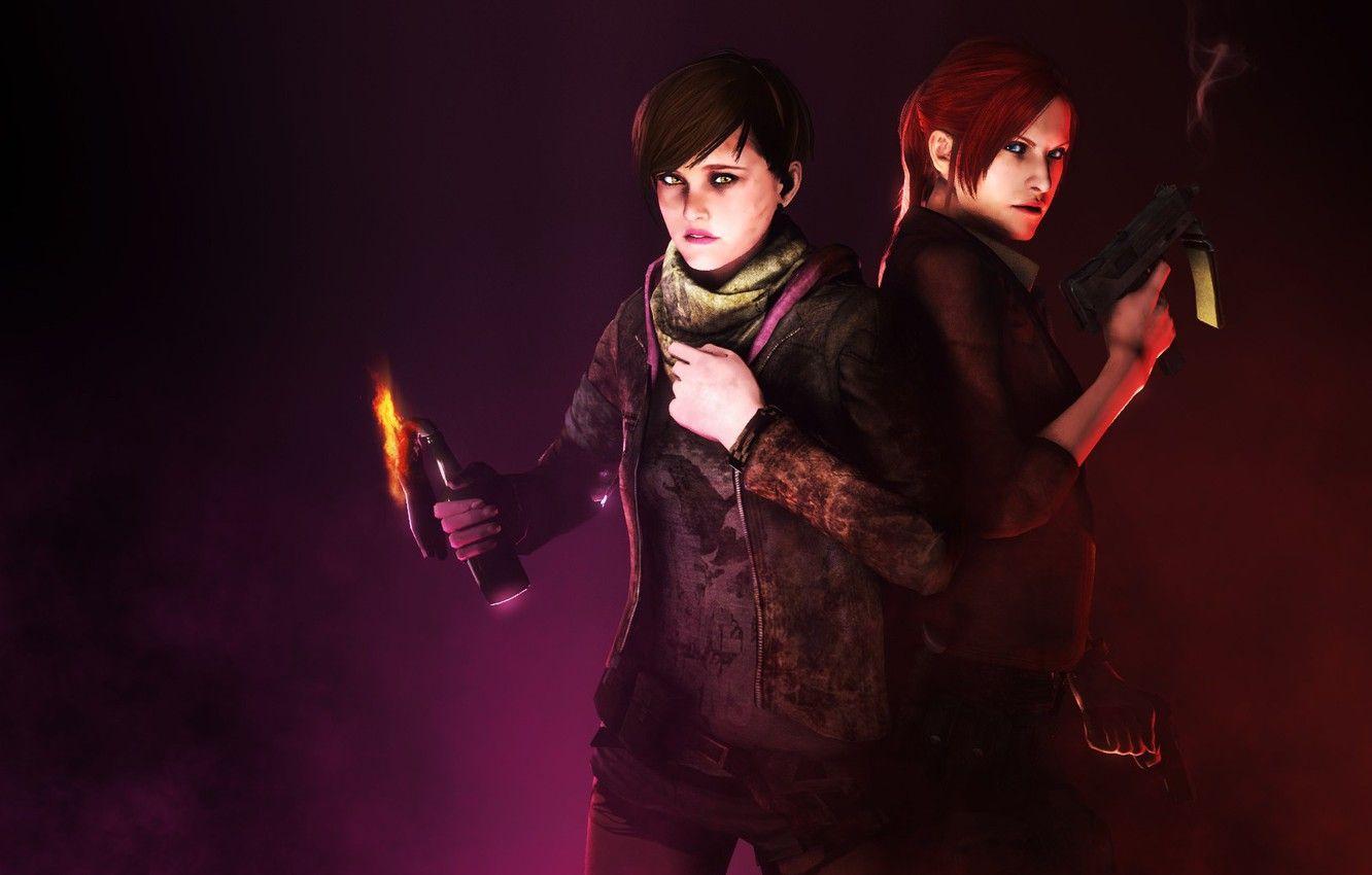 1332x850 Wallpaper red, girl, gun, pistol, game, red hair, weapon, woman, Resident Evil, pretty, survivor, redhead, brunette, Biohazard, strong, Claire Redfield image for desktop, section игры