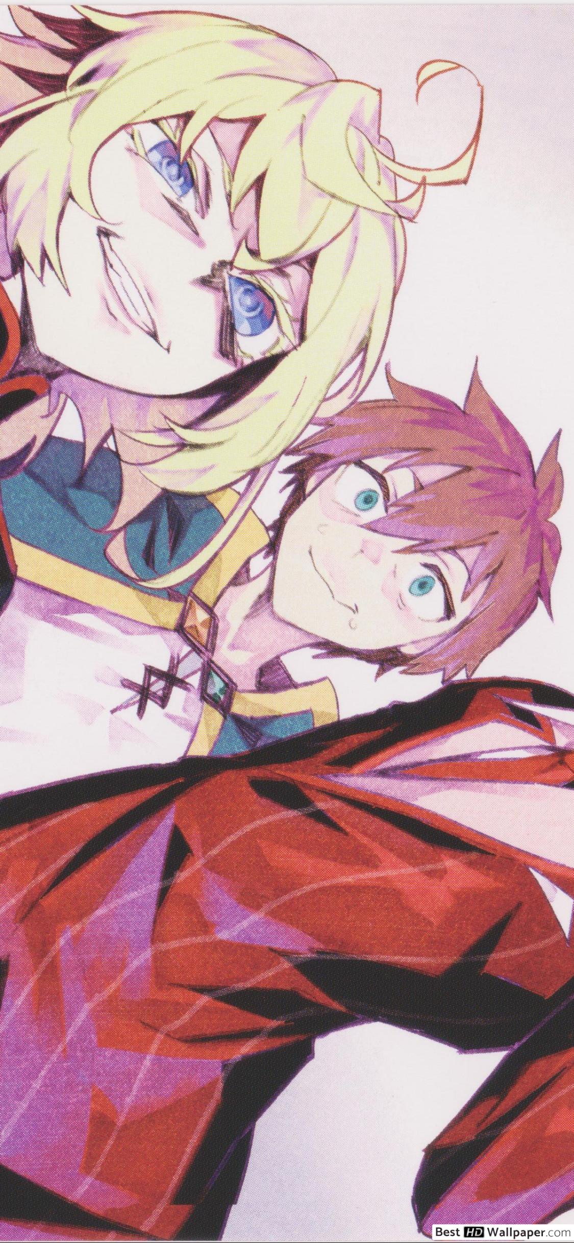 1125x2436 Isekai Quartet, Kazuma & Demiurge HD wallpaper download