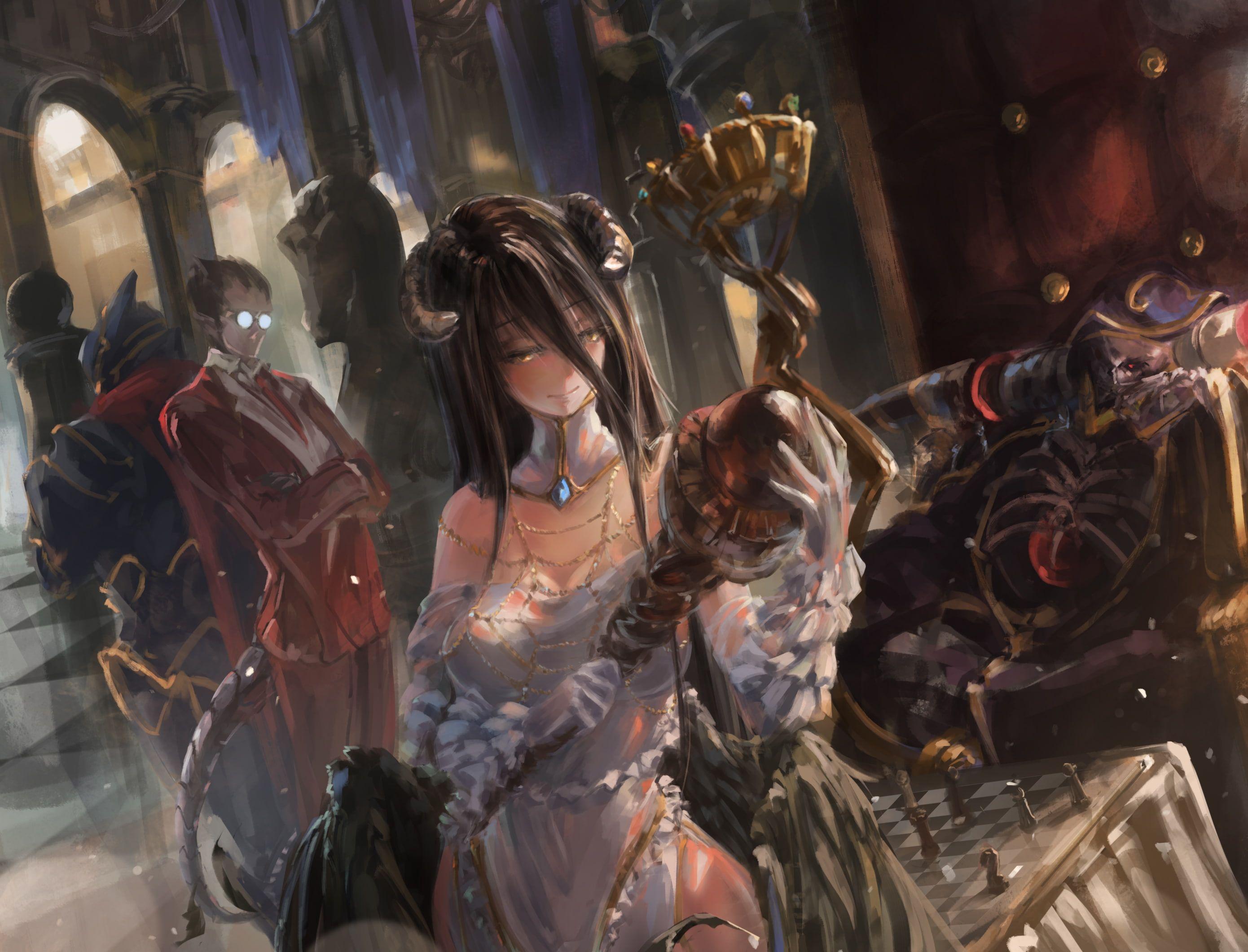 2780x2120 Anime #Overlord Ainz Ooal Gown Albedo (Overlord) Black Hair #Blush Chess Board Demiurge (Overlord) #Girl #Glasses #Horns Long Hai. Albedo, Anime, Anime wallpaper