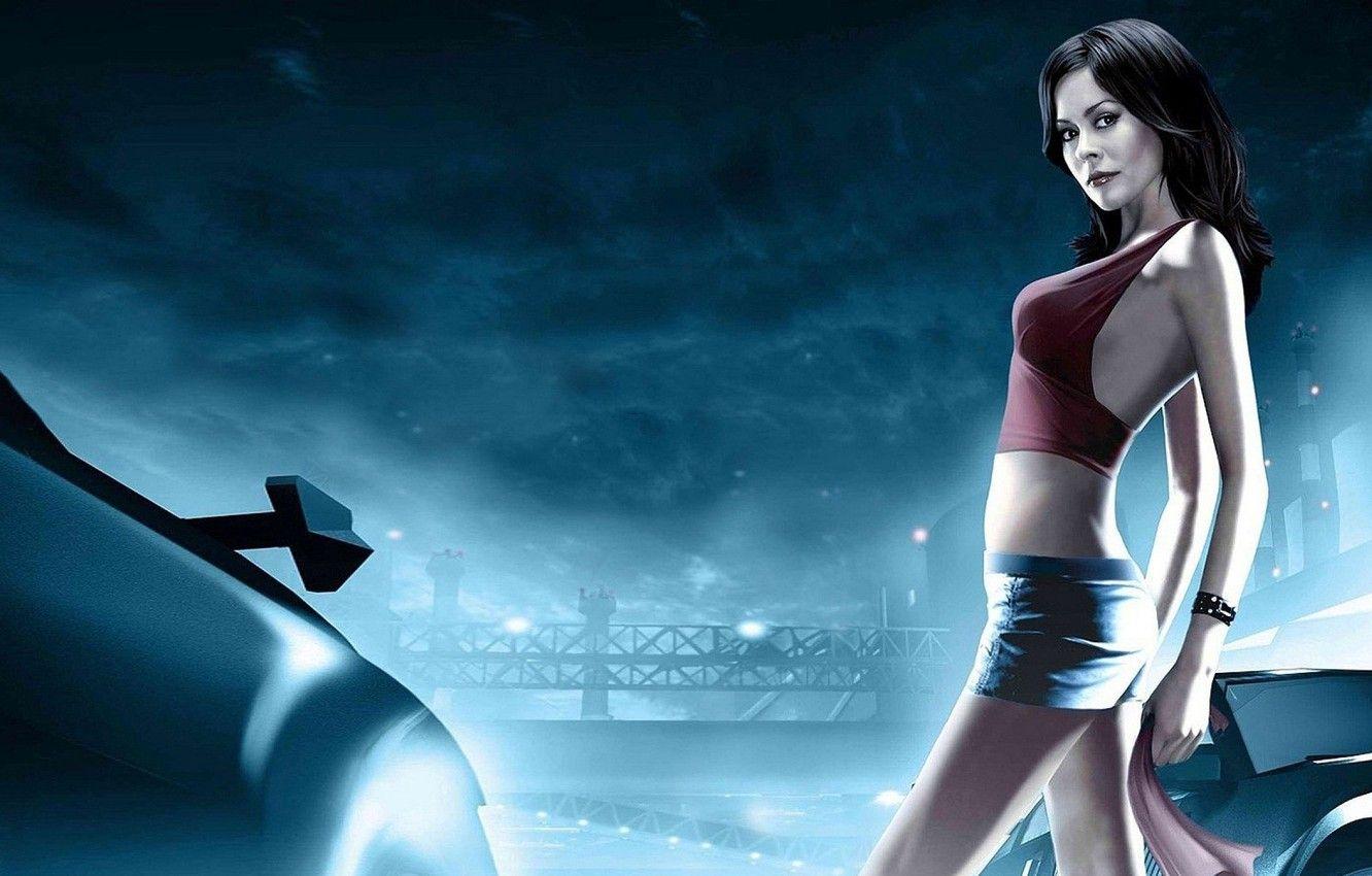 1332x850 Wallpaper auto, night, race, brooke burke, need for speed, nfs, underground - for desktop, section игры