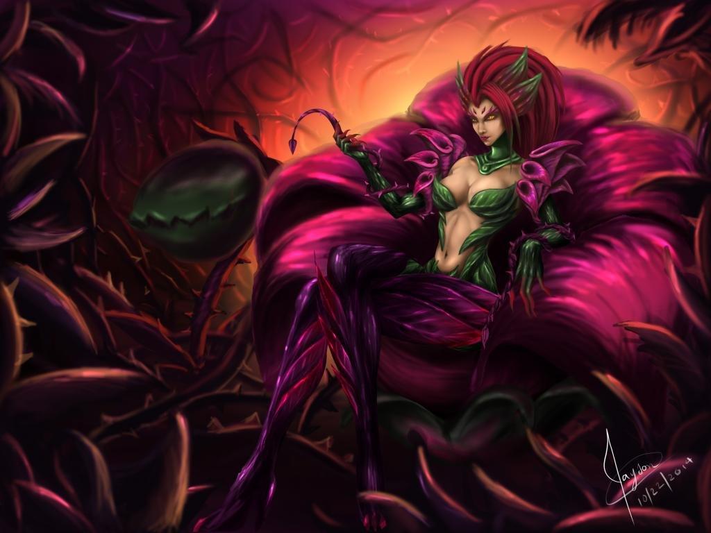 1024x768 Zyra (League Of Legends) wallpaper HD for desktop background