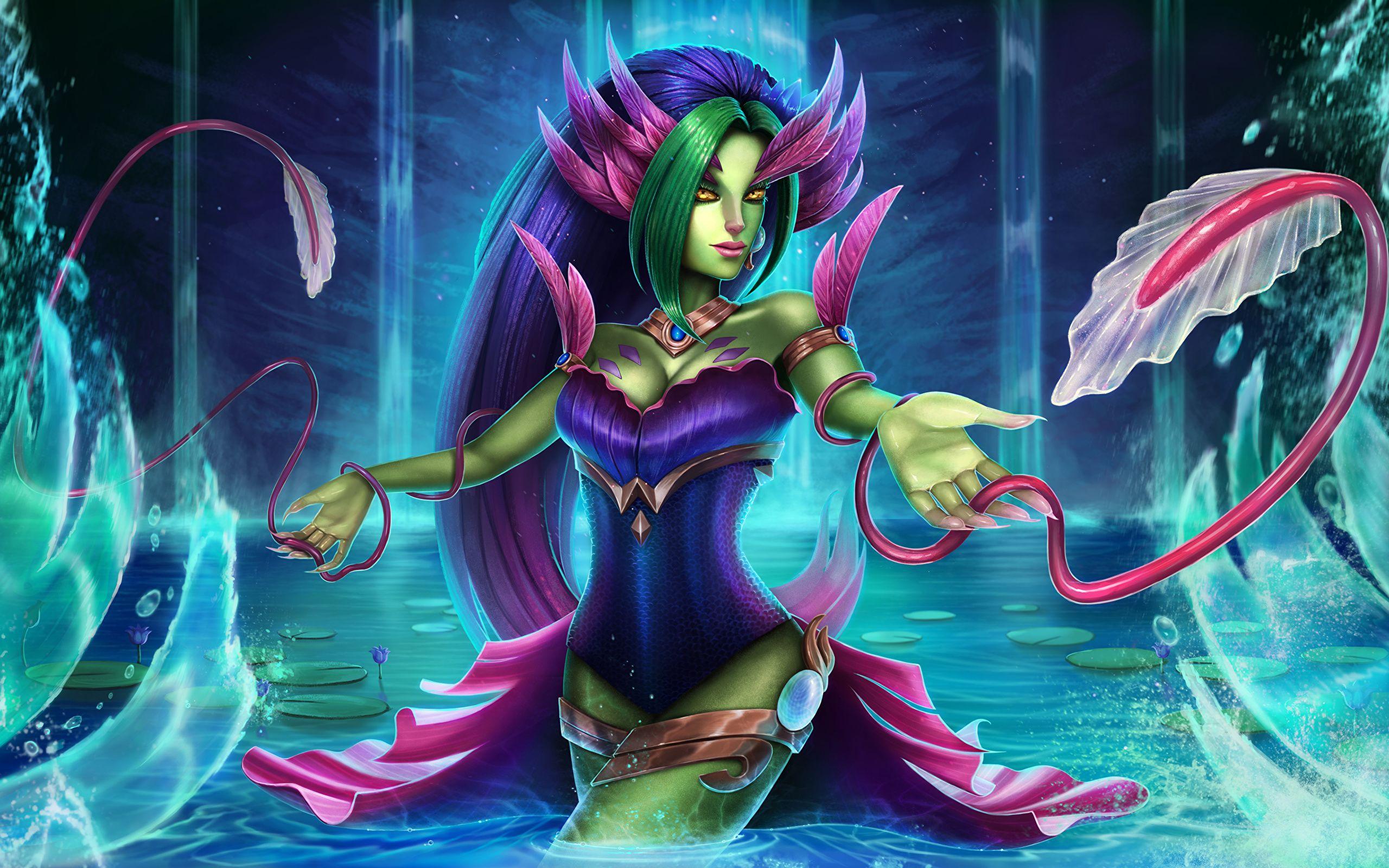 2560x1600 Wallpaper LOL River spirit Zyra Fantasy young woman Games 2560x1600