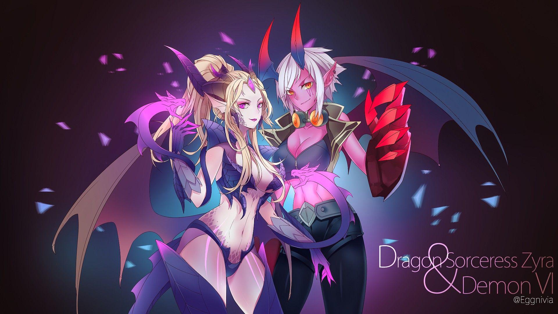 1920x1080 Dragon Sorceress Zyra & Demon Vi. Wallpaper & Fan Arts. League Of Legends