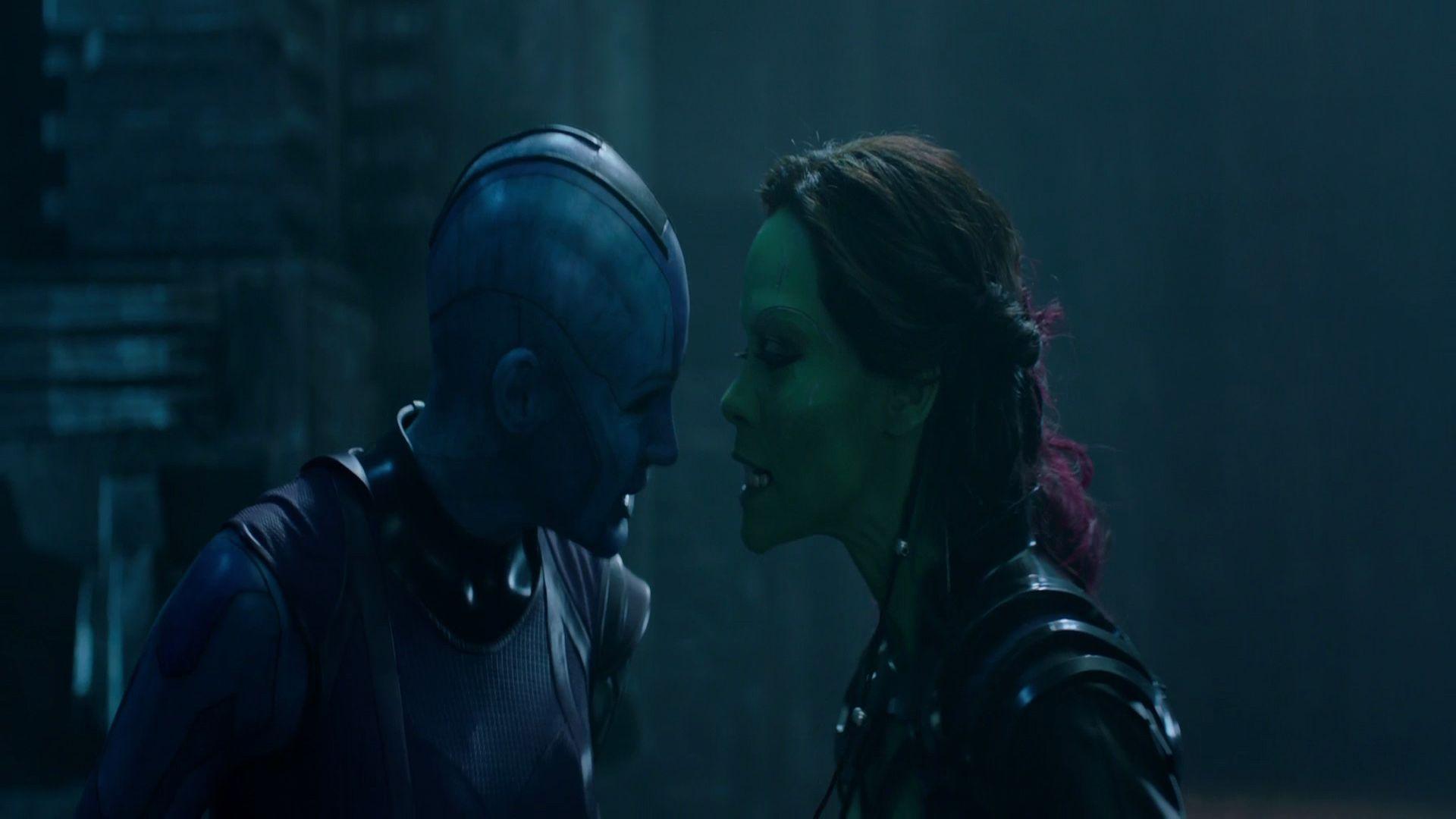 1920x1080 Gamora Karen Gillan Nebula Marvel Comics Zoe Saldana Wallpaper:1920x1080