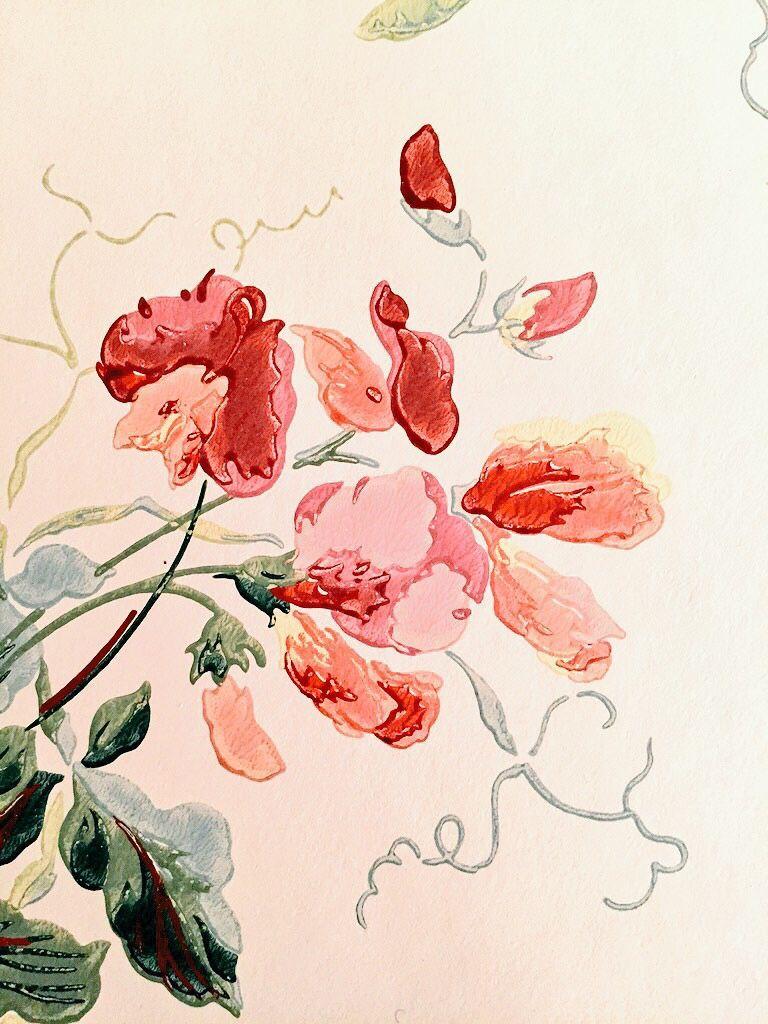 768x1024 vintage sweet pea wallpaper. Flower painting, Vintage wallpaper, Wallpaper