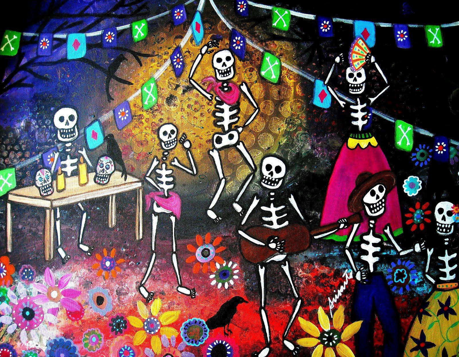 1600x1247 Mexican Fiesta DIA De Los Muertos Art widescreen wallpaper 1600 x