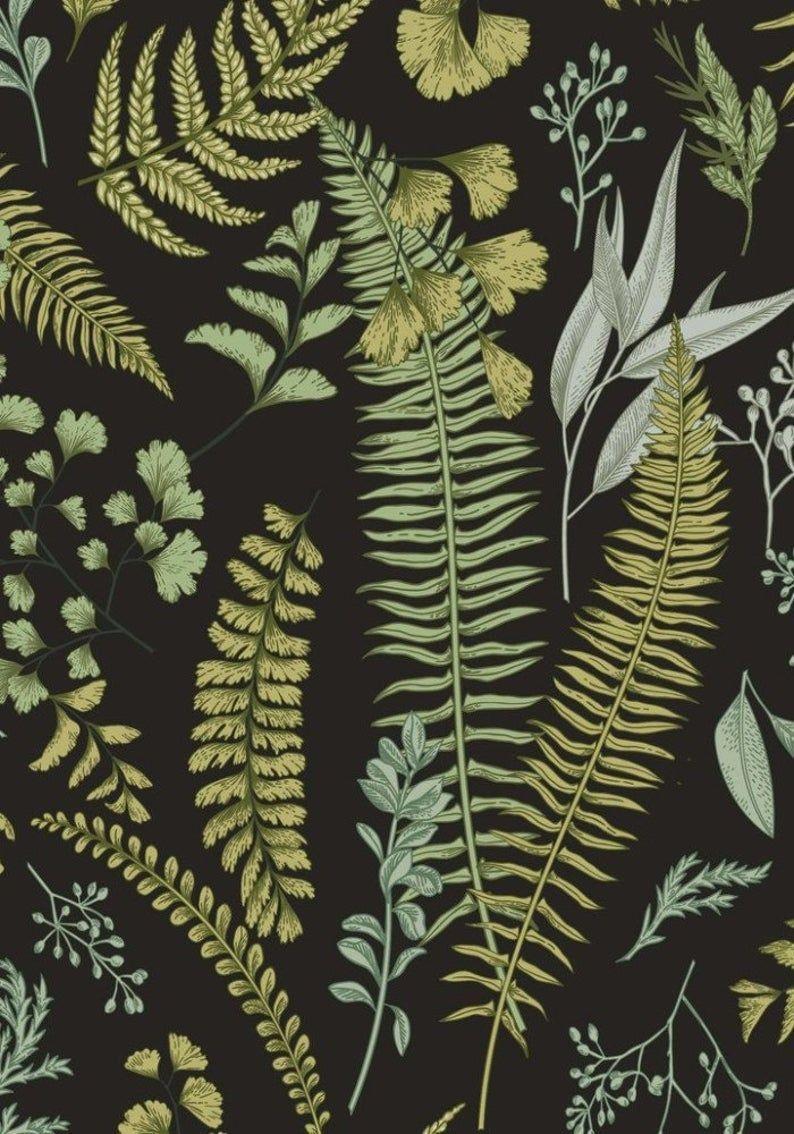 794x1134 Botanical Green Leaves Wallpaper. Etsy. Botanical wallpaper, Fern wallpaper, Leaf wallpaper