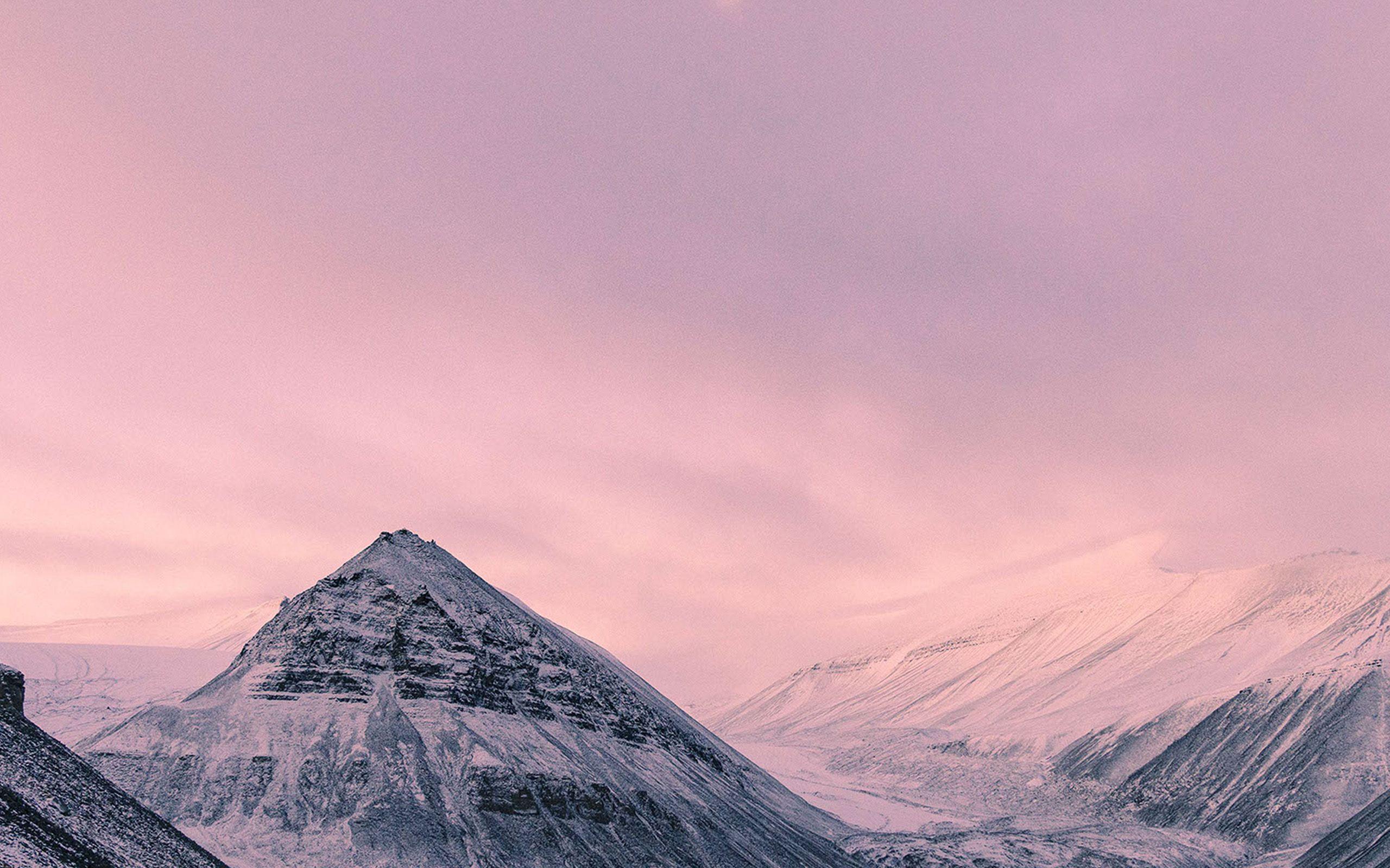 2560x1600 Snow Winter Moon Mountain Nature Pink Wallpaper