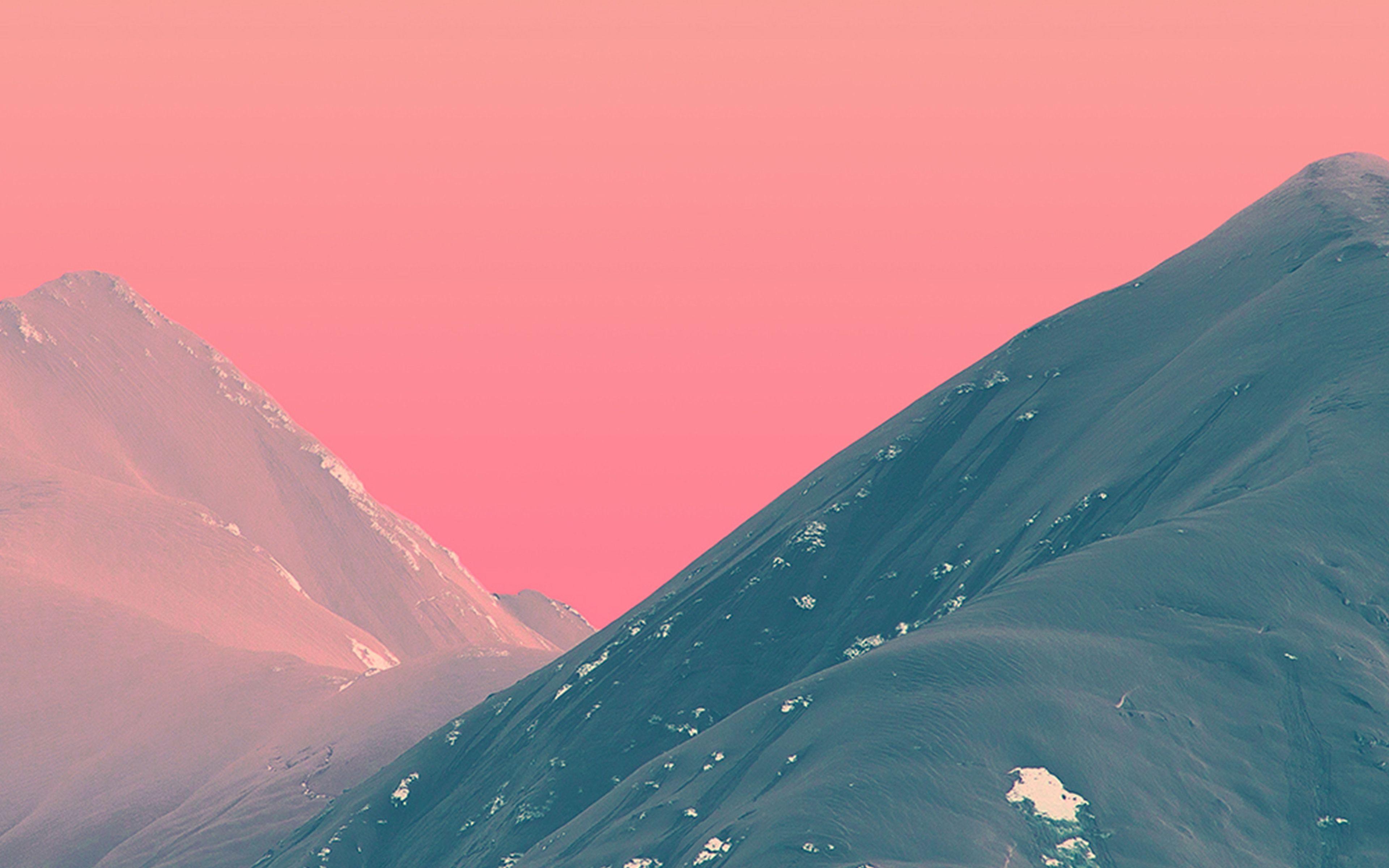 3840x2400 Mountain Pink Nature Art Wallpaper