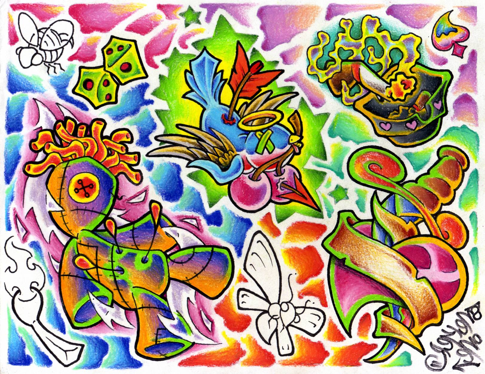 1623x1254 Tattoo Flash Background