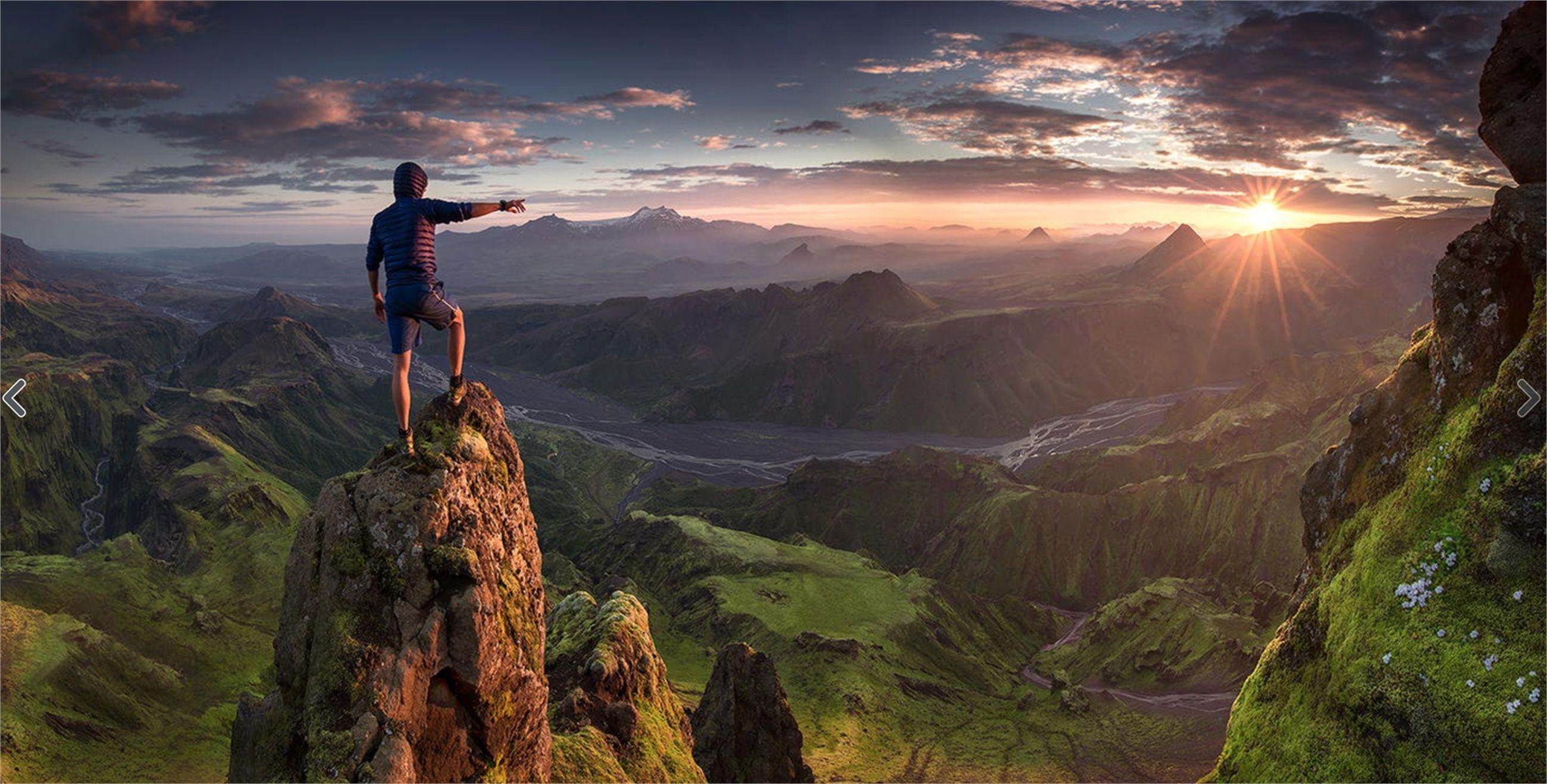 2600x1318 Wallpaper. Nature. photo. picture. climb, sunrise, mountain, valley