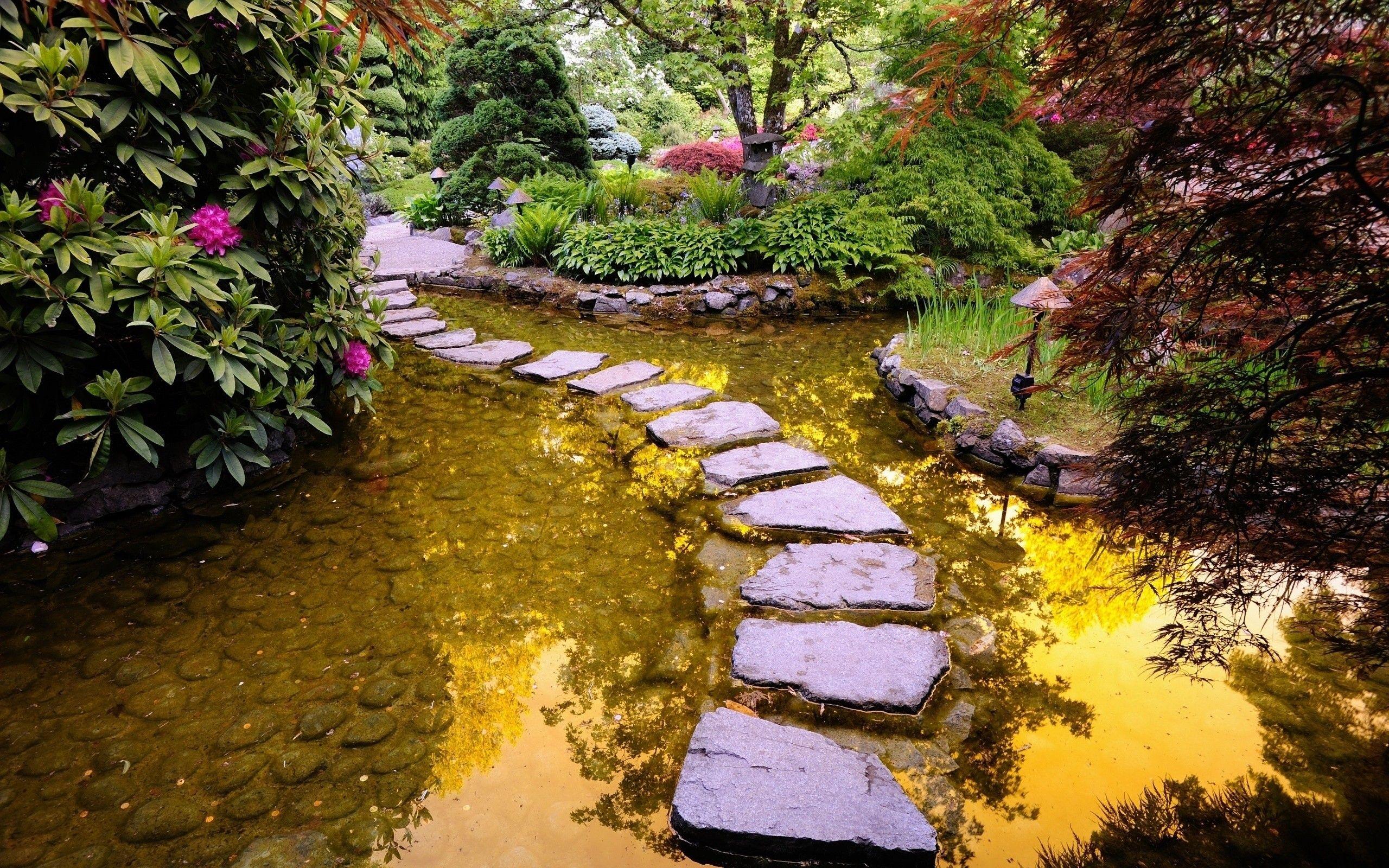 japanese water garden wallpaper