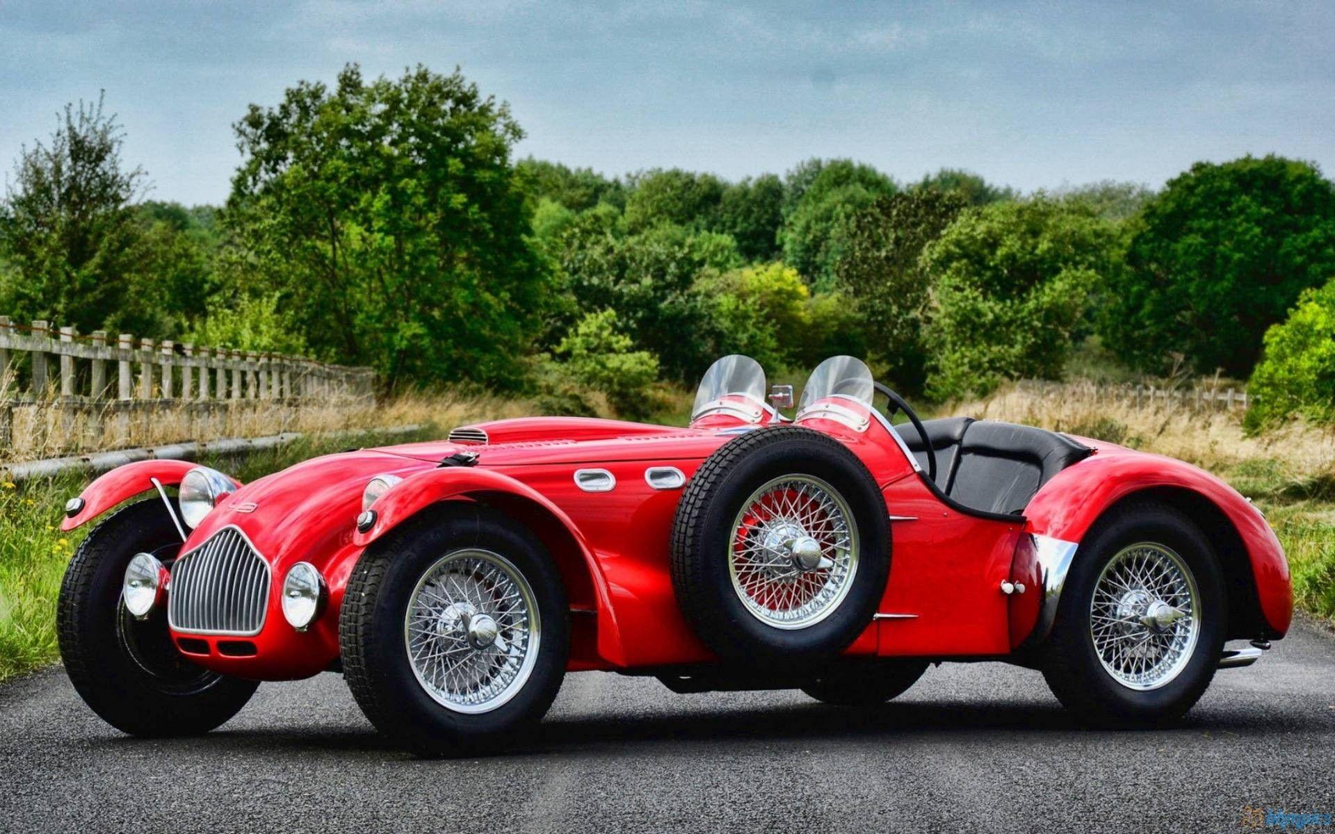 1920x1200 cars, vehicles, red cars, classic cars, Allard, vintage cars, front angle view, classic car, vintage car, Allard J2 Roadster wallpaper