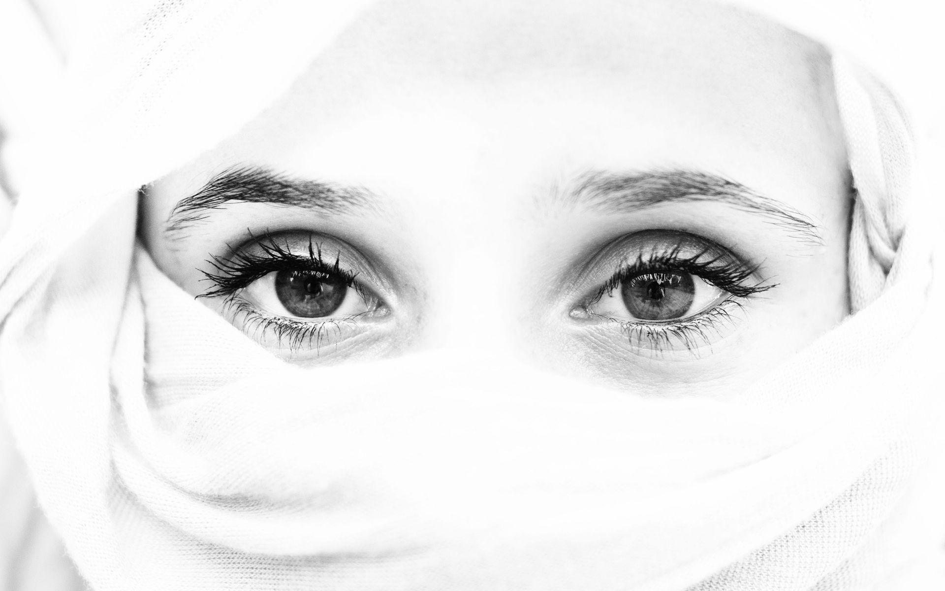 1920x1200 Black white chrome women females girls face eyes scarf mask wallpaperx1200