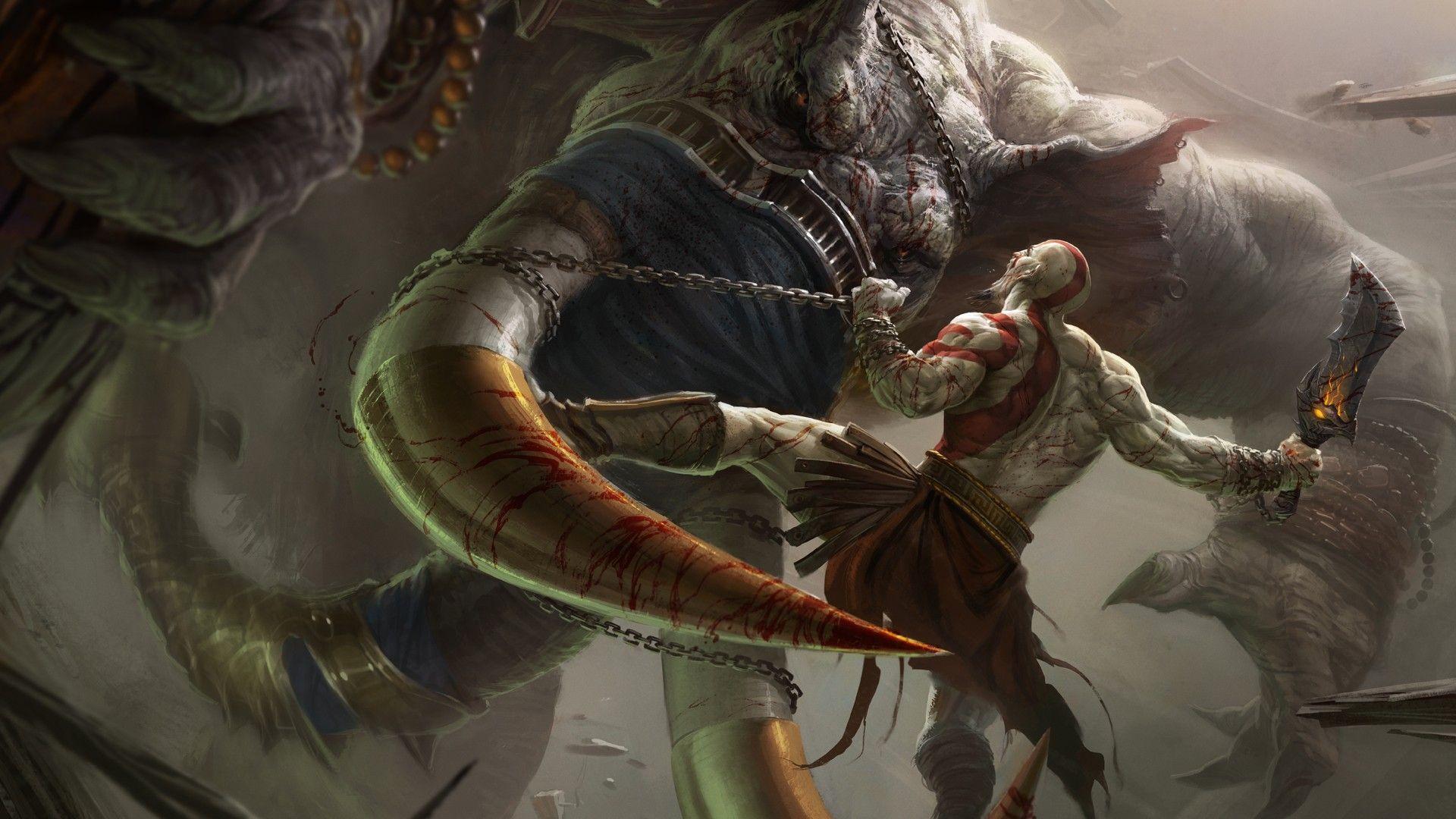 1920x1080 God Of War 2 Kratos Vs Monster