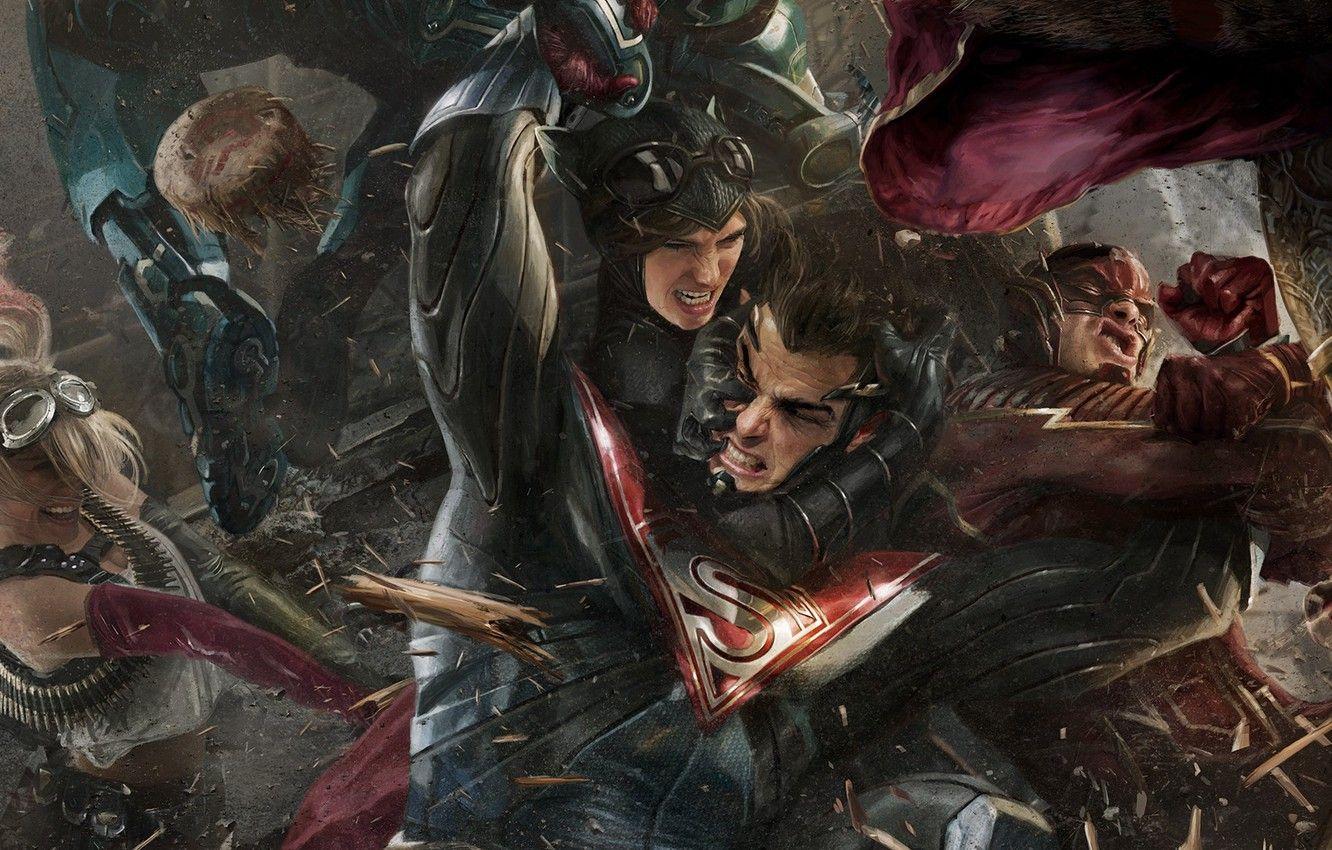 1332x850 Wallpaper game, Superman, Catwoman, Flash, The Flash, Injustice - for desktop, section игры