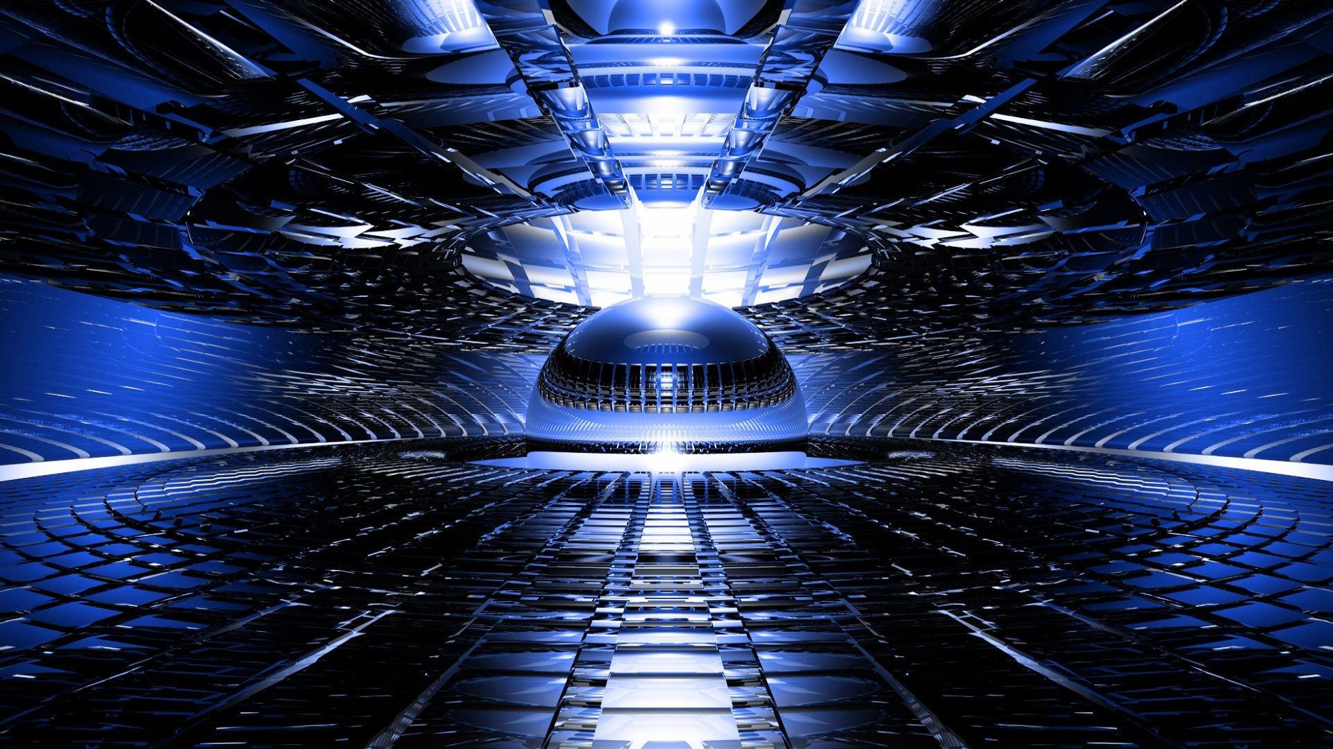 1920x1080 Abstract 3D cg digital art chrome shine bright blue light wallpaper