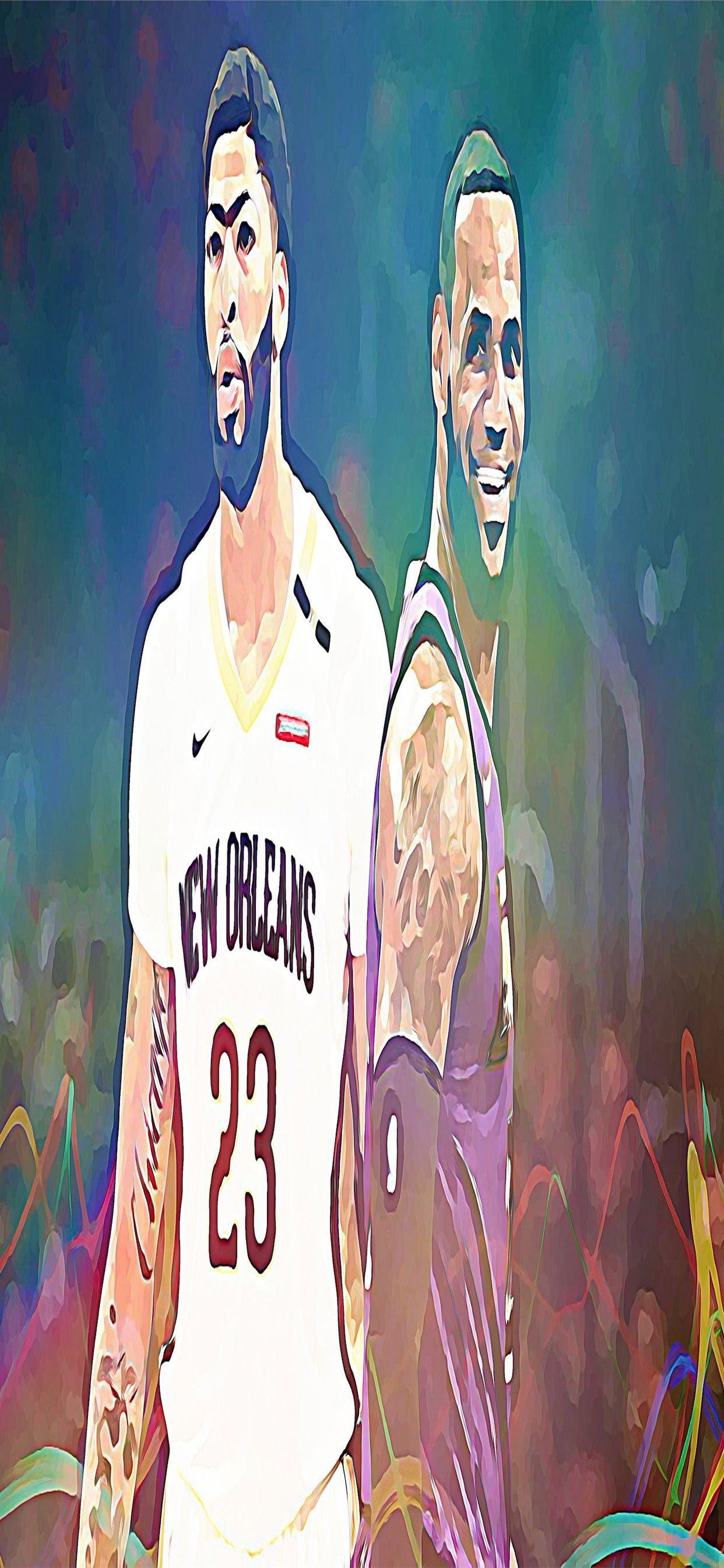 1242x2688 Lebron James Anthony Davis Digital Art Painting Le. iPhone Wallpaper Free Download