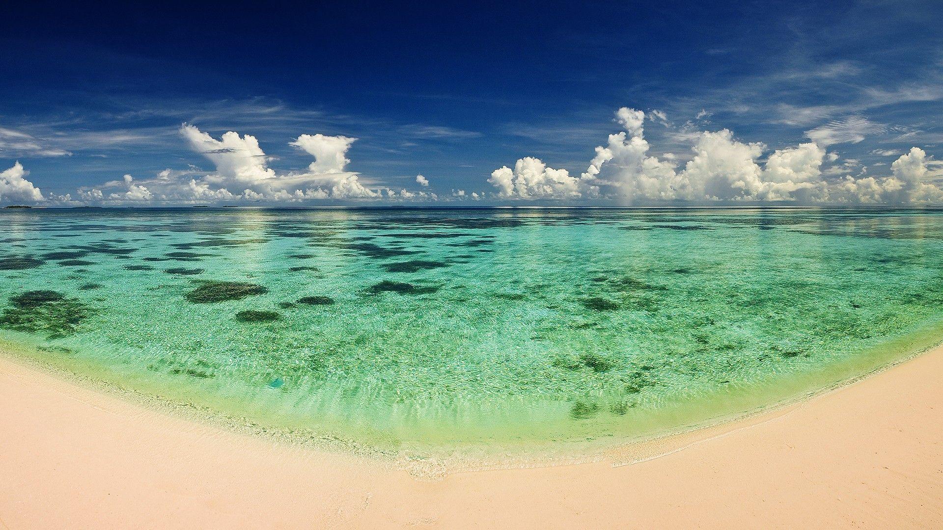1920x1080 Fantastic sea and sky wallpaper. Beach wallpaper, Sand and water, Beach paradise