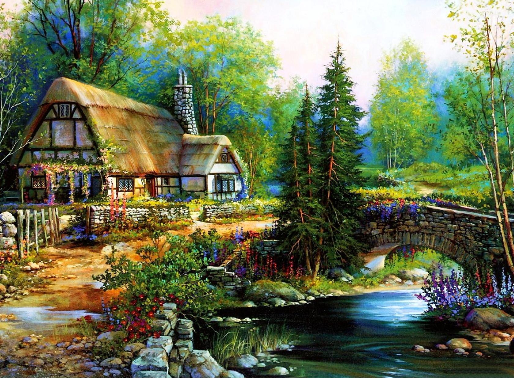 1680x1236 Download 1680x1236 Peaceful cottage wallpaper
