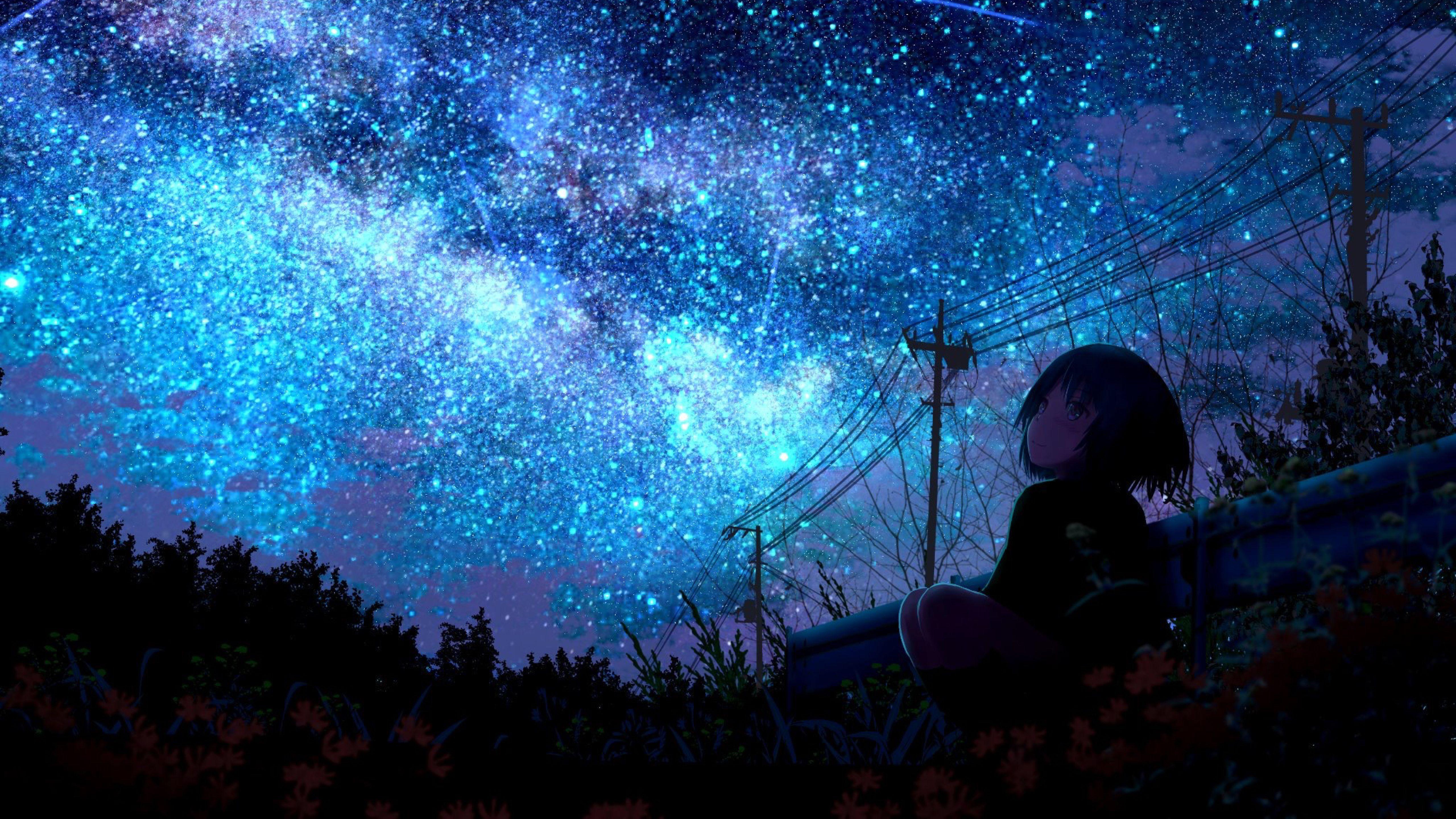 5120x2880 Lonely Girl Starring Shooting Star 5K Wallpaper, HD Anime 4K Wallpaper, Image, Photo and Background