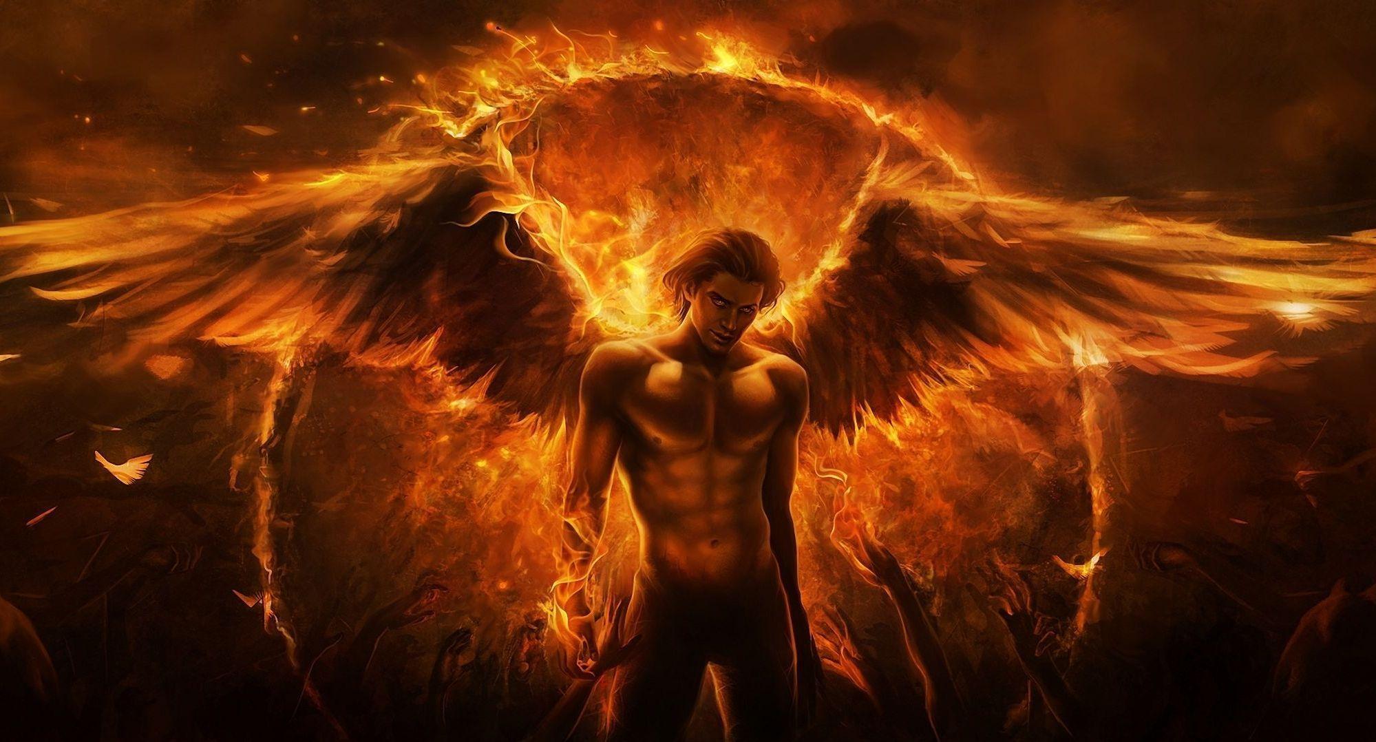 1999x1078 Nephilim on fire 2. Angel wallpaper, Male angel, Male fallen angel