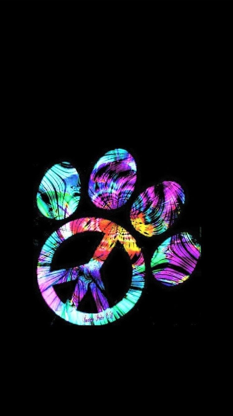 750x1334 Tie dye paw print. iPhone wallpaper lights, Cute black wallpaper, Paw print background
