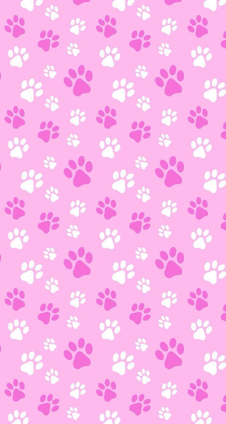 744x1392 Pink, Pattern, Wrapping paper, Purple, Magenta, Lilac. Scrapbook paper, Paw print, iPhone wallpaper