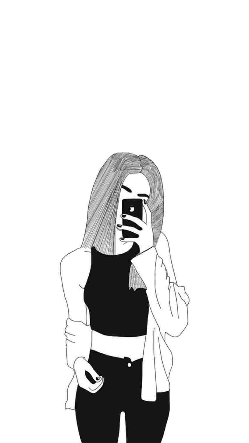 853x1517 Tumblr Girl Sketch Wallpaper