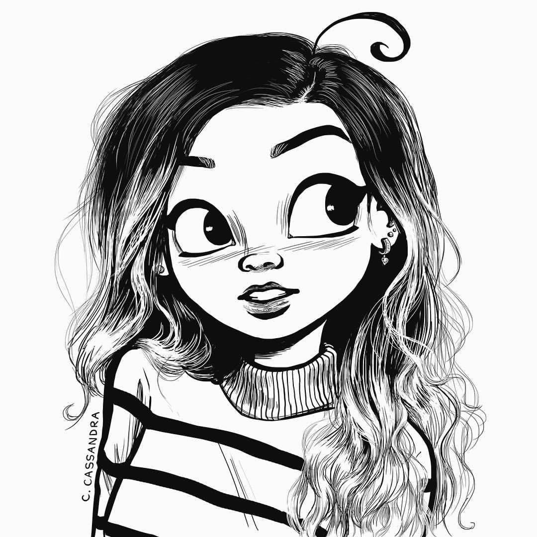 1080x1080 Art Drawing Wallpaper Cute Girl Cartoon