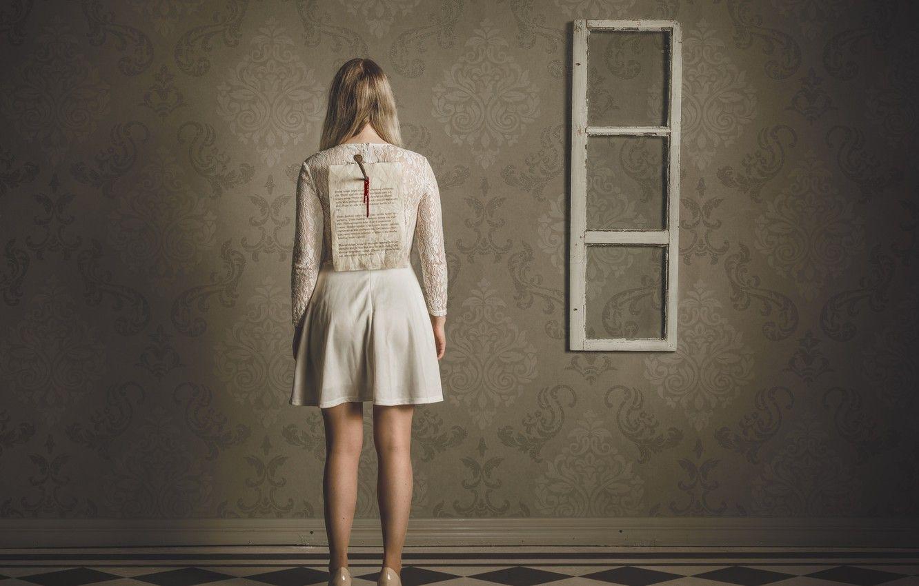 1332x850 Wallpaper girl, fantasy, back, dress, nail, Rules of Vanity, Petri Damstén image for desktop, section ситуации