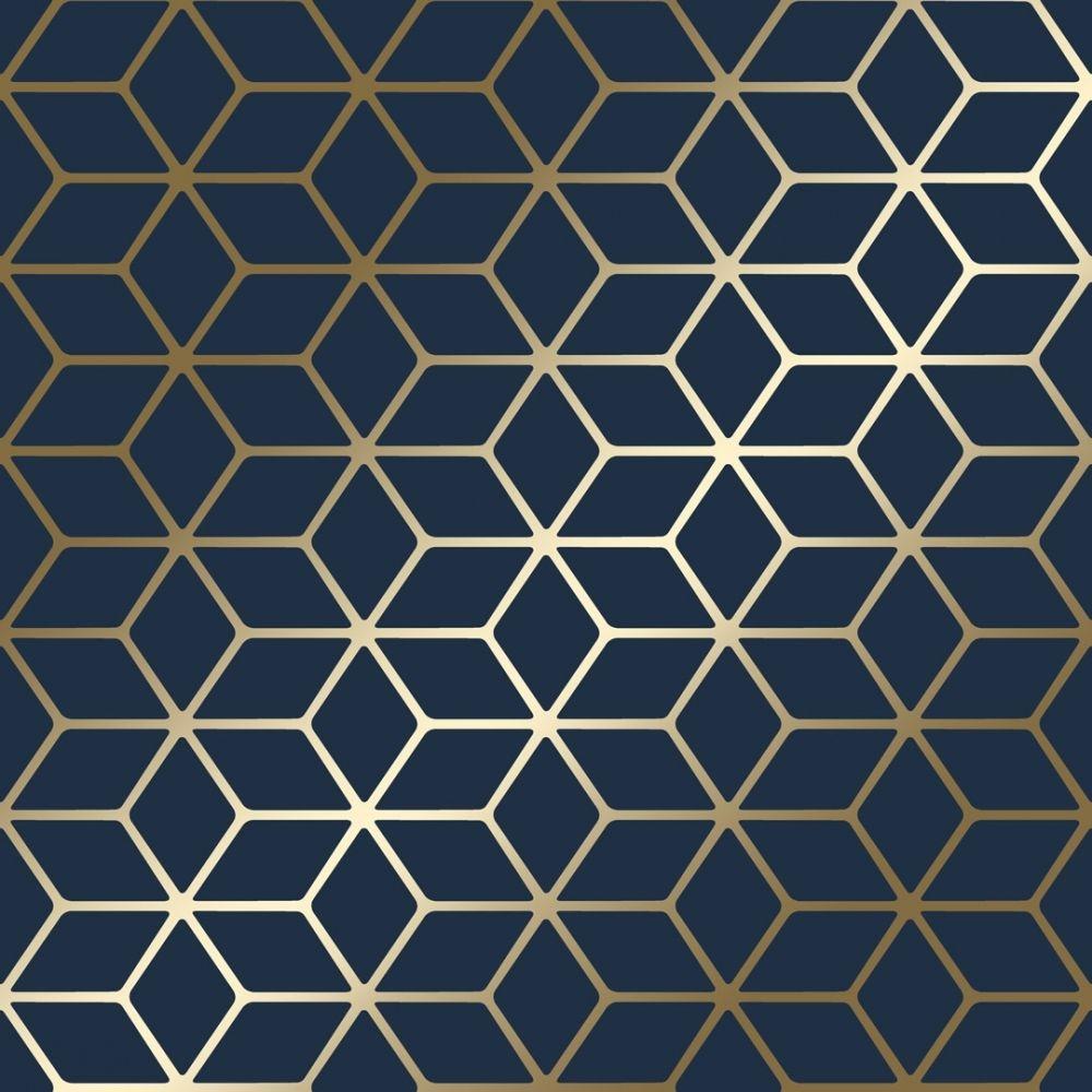 PVC Blue Geometrical Golden Wallpaper For Office