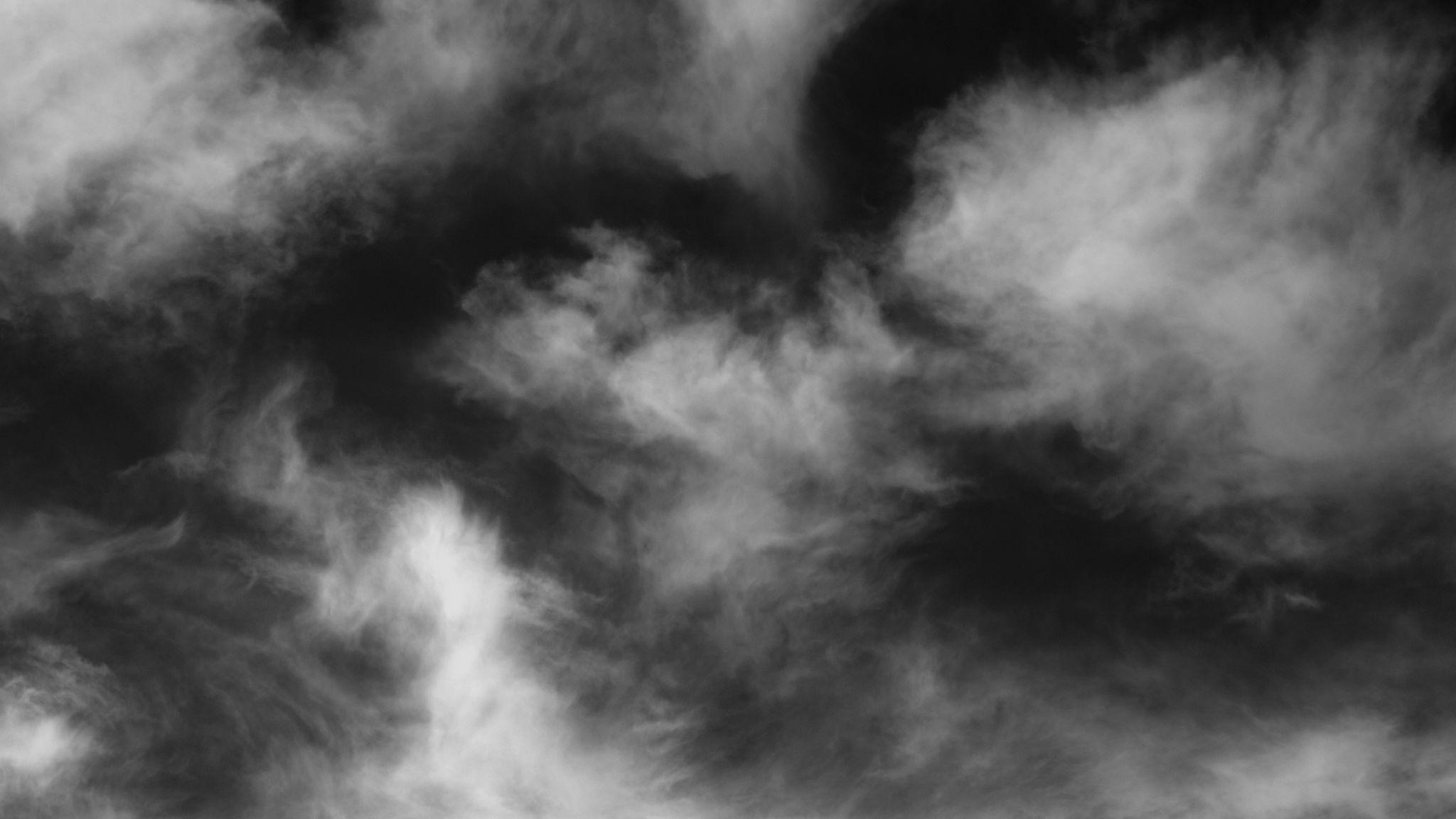 2048x1152 Download wallpaper 2048x1152 clouds, sky, bw ultrawide monitor HD background