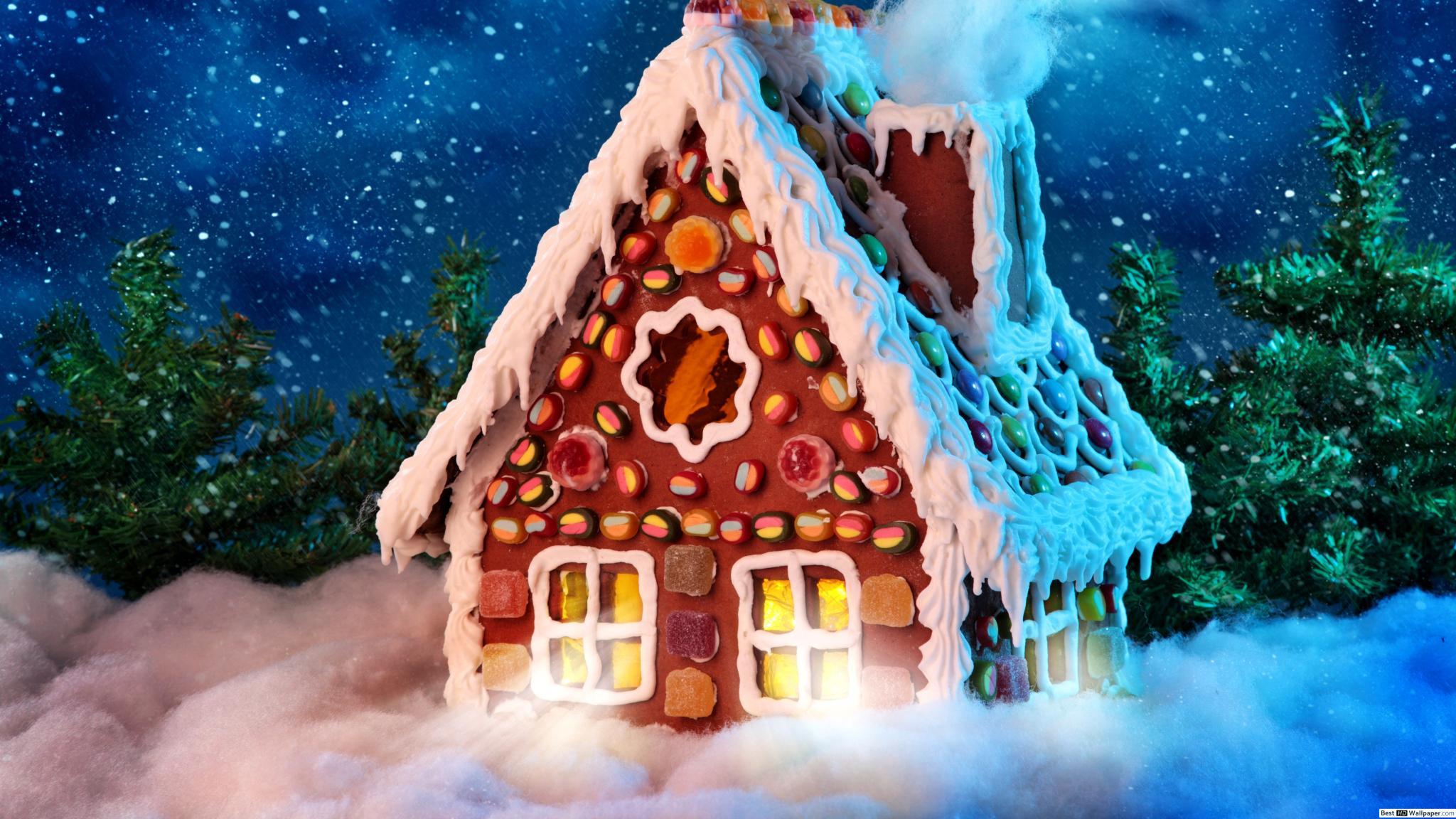 2048x1152 Artistic ginger bread house HD wallpaper download