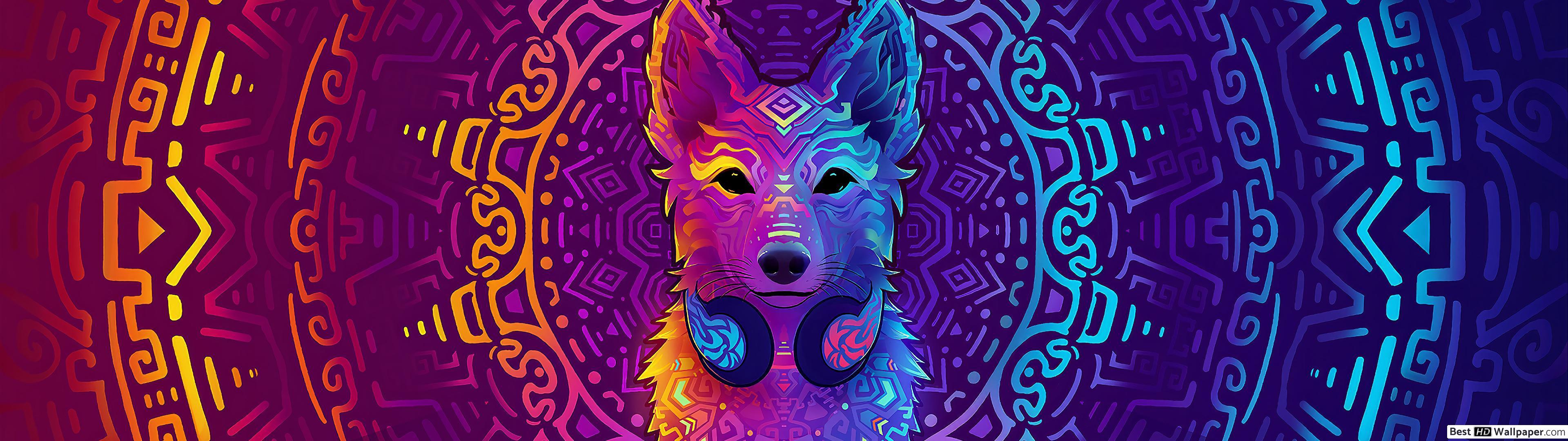 3840x1080 DJ Fox digital art HD wallpaper download