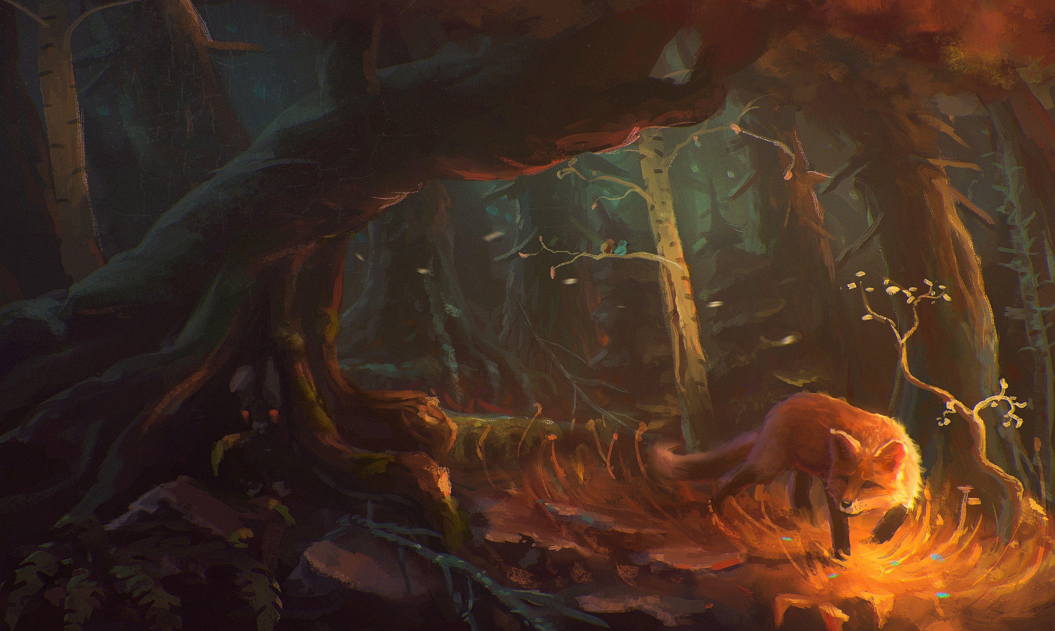 3985x2382 Fox Art Wallpaper