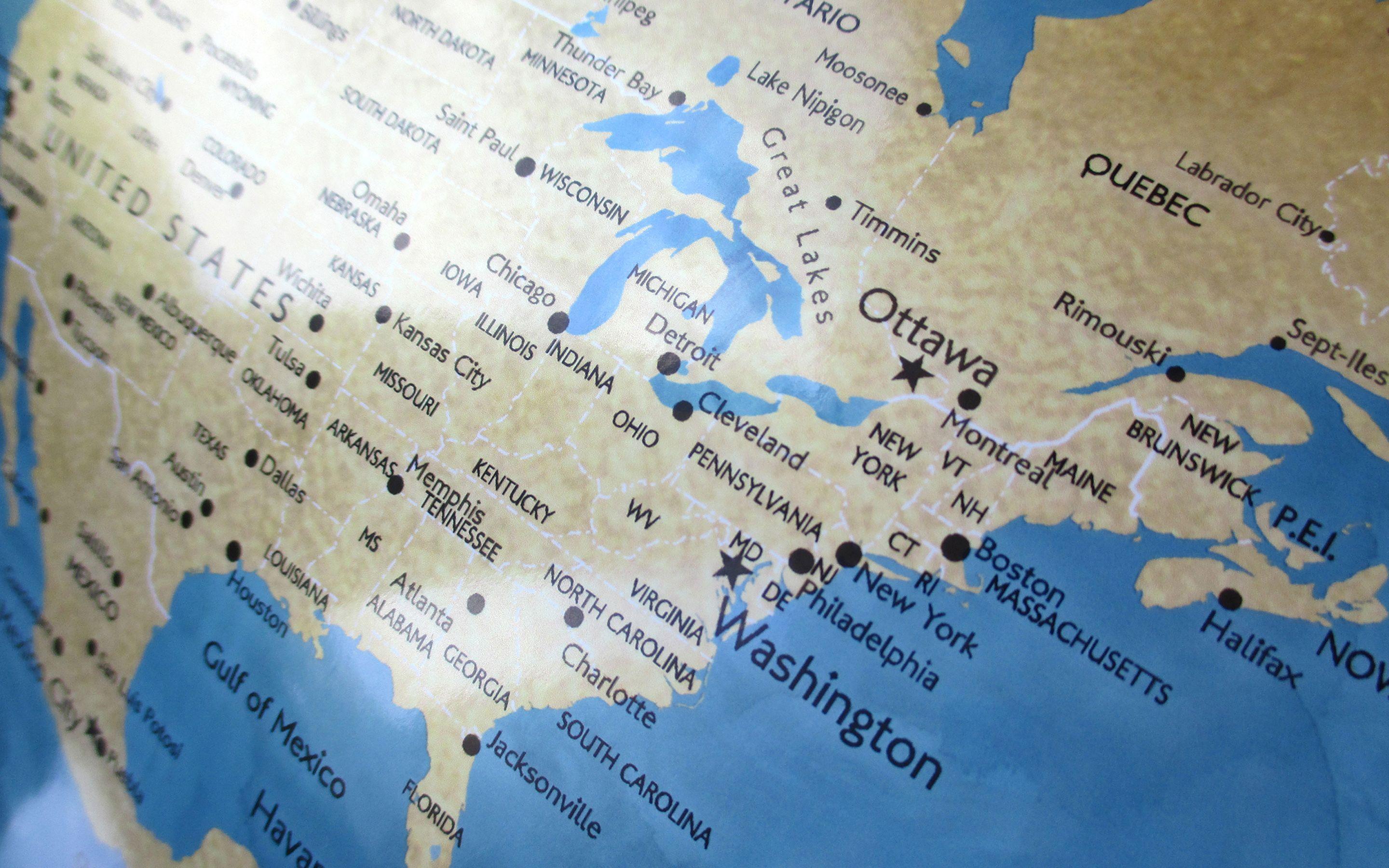 2880x1800 Download wallpaper USA map, globe, map of Canada, american map, USA cities map, US states map for desktop with resolution 2880x1800. High Quality HD picture wallpaper