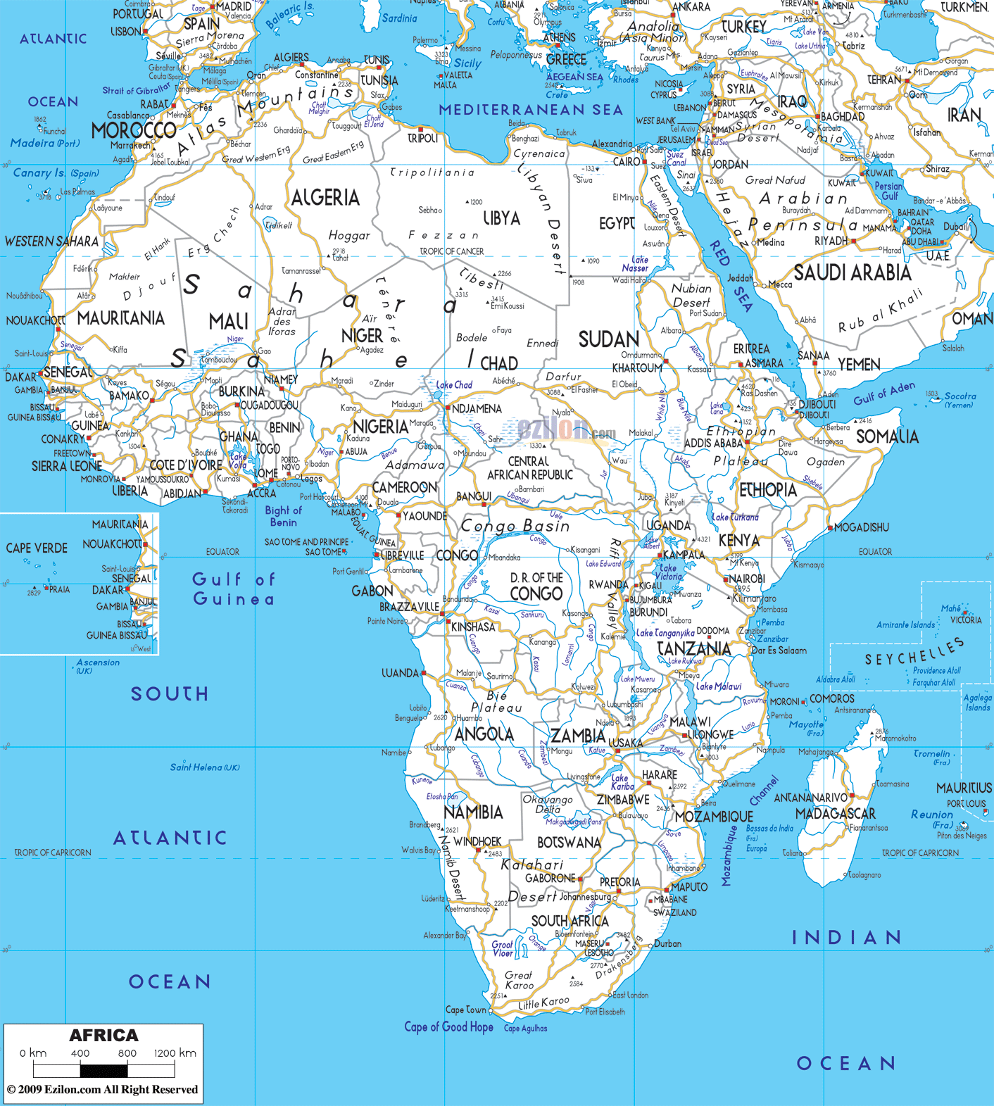 1412x1571 Detailed Clear Large Road Map of Africa