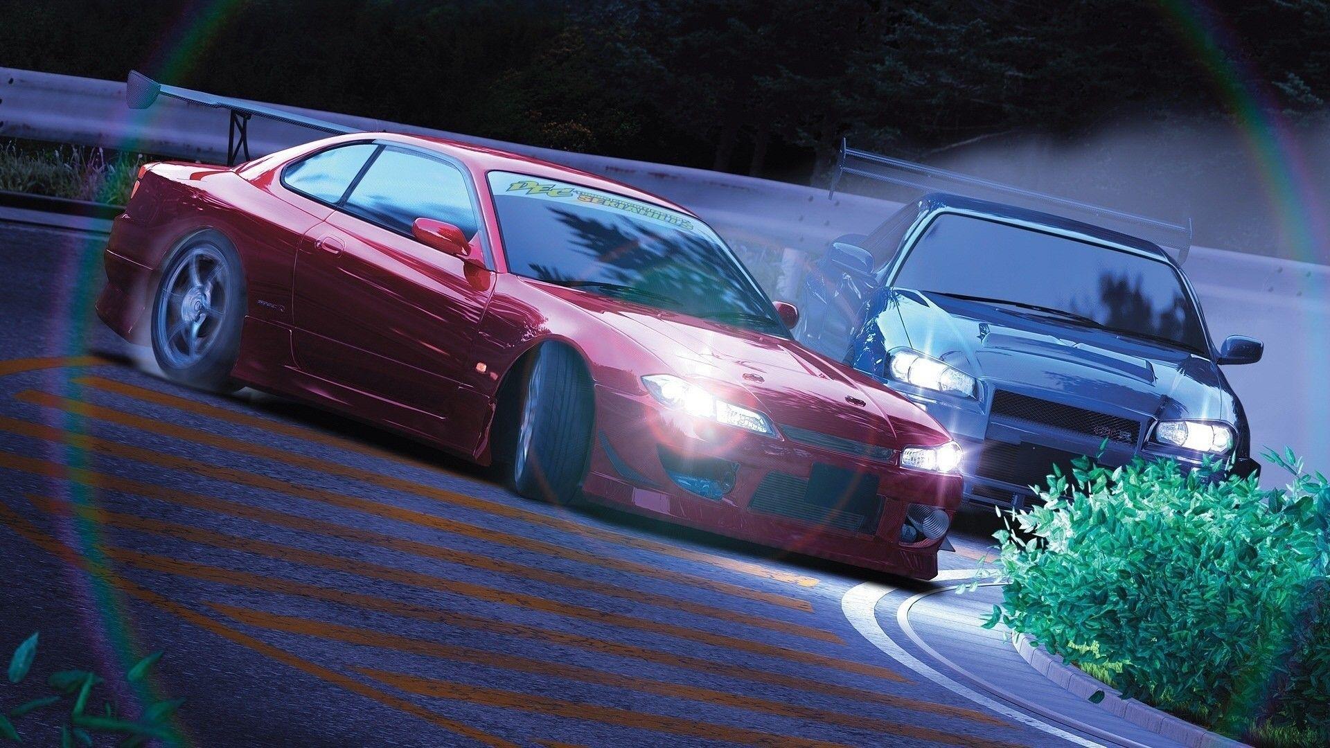1920x1080 Silvia and R34 GTR Skyline drift