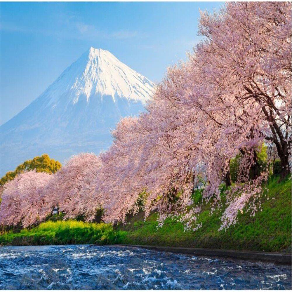 1000x1000 3D stereoscopic wallpaper Fresh and beautiful cherry wallpaper blossom Japanese and Korean TV background wall. Wallpaper