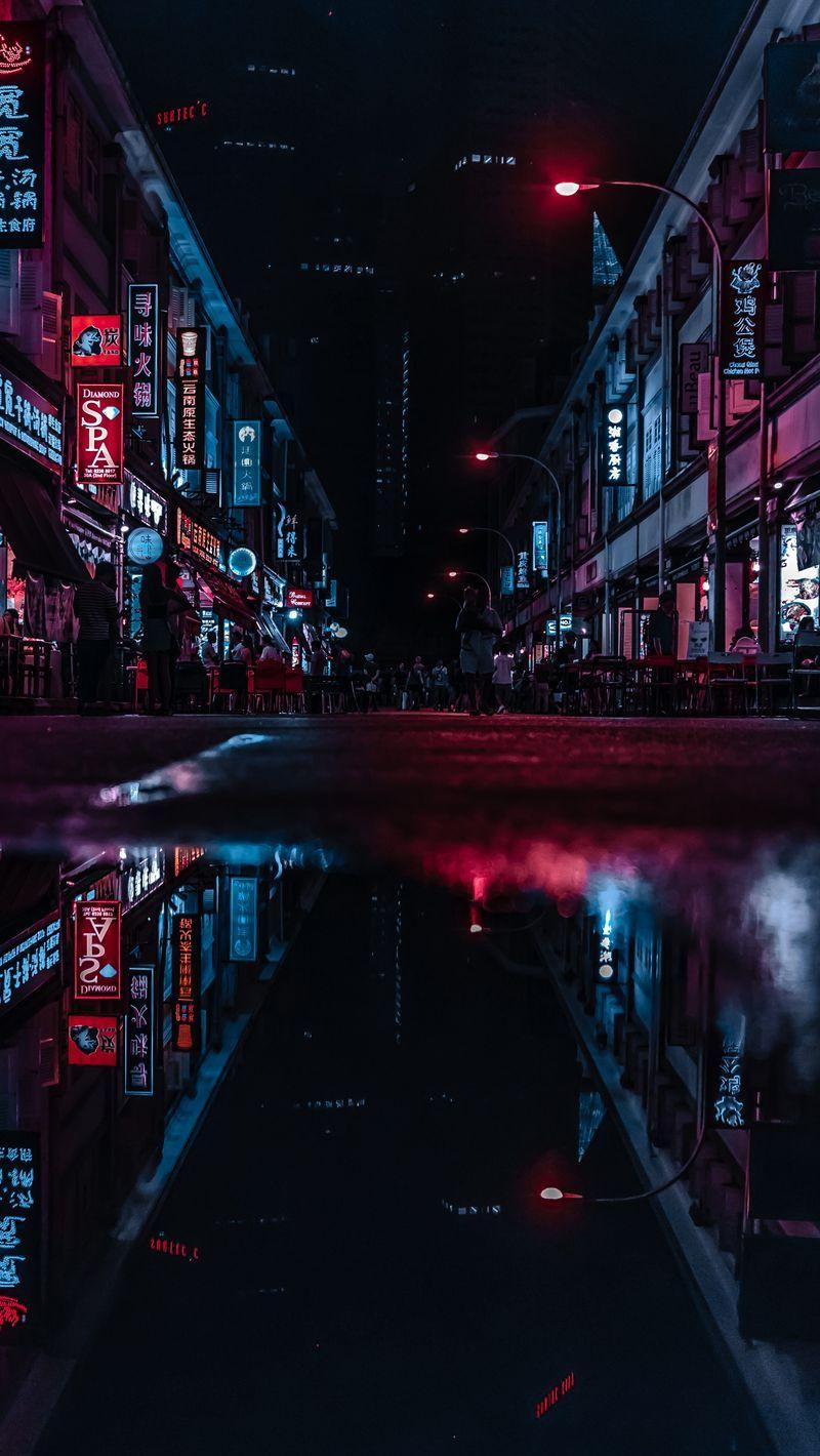 800x1420 Download Wallpaper 800x1420 Night City, Street, City Lights, Reflection Iphone Se 5s 5c 5 For Parallax HD Background