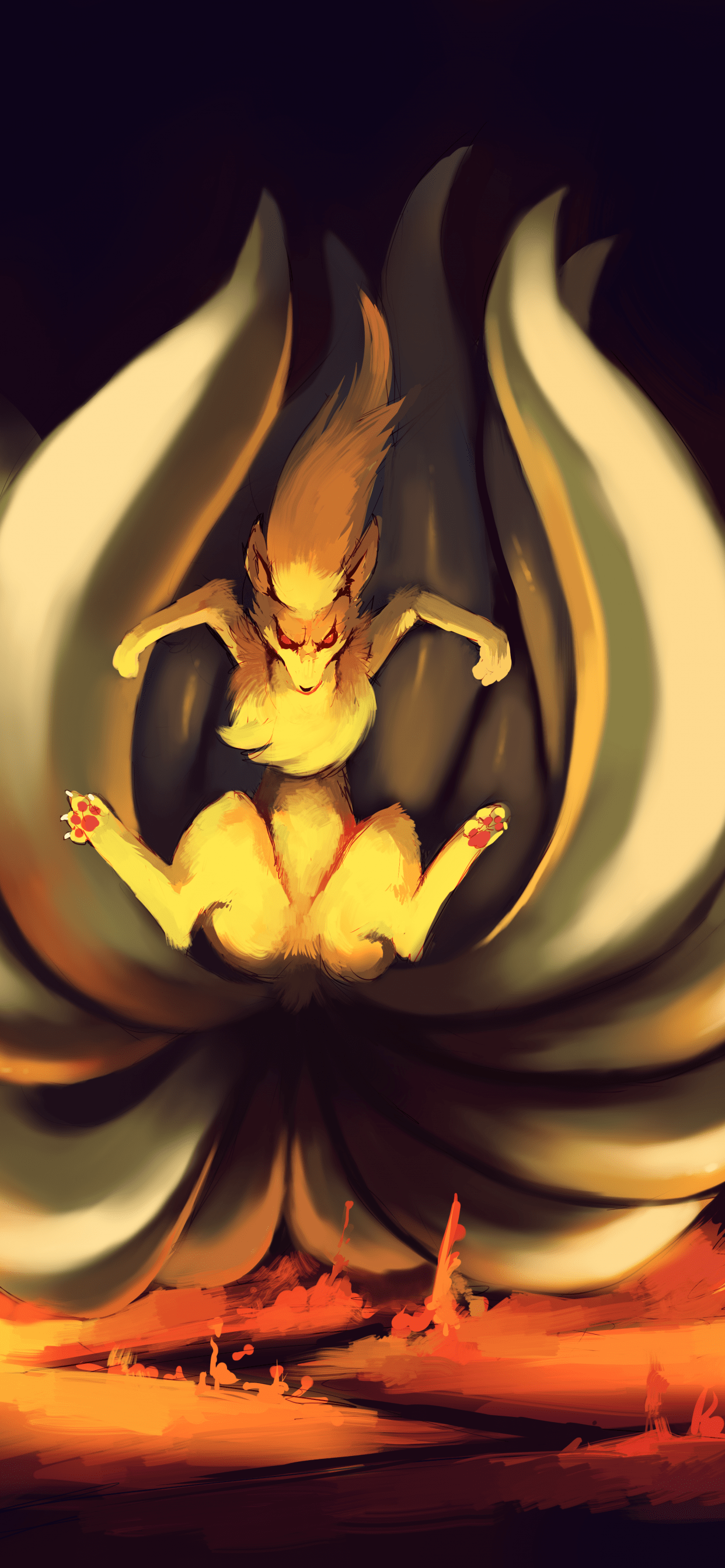 1242x2688 Download 1242x2688 Ninetales, Pokemon, Artwork, Kyuubi, Fox Wallpaper for iPhone XS Max