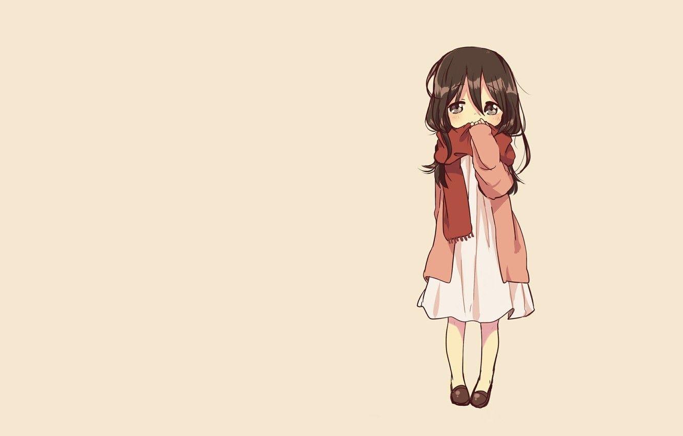 1332x850 Wallpaper minimalism, anime, art, girl, Chibi, chibi, attack on titan, mikasa image for desktop, section прочее