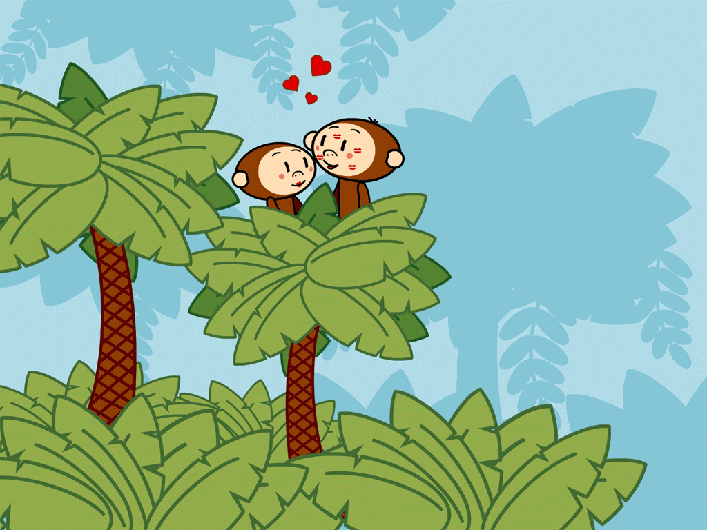 1024x768 Cartoon Monkey Wallpaper